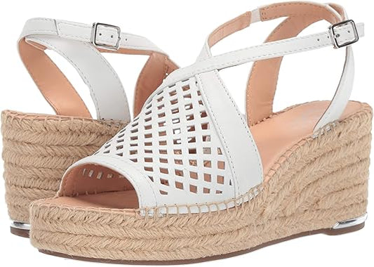 Celestial White Leather Franco Sarto Wedge Sandal