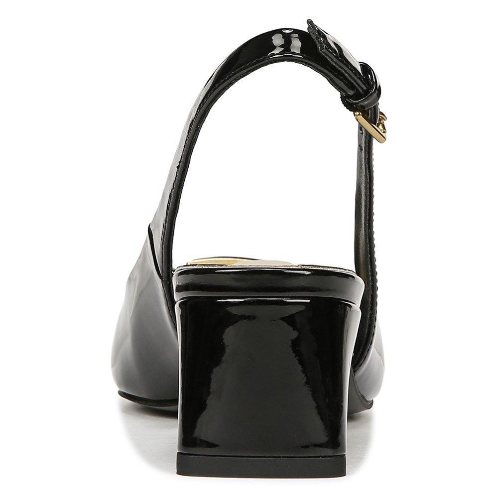 Franco Sarto Women's Racer4 Slingback Black Patent Low Block Heel Pointed Toe Pump