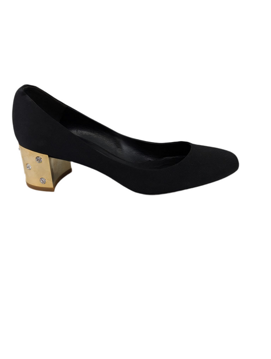 Covet Black Satin Delman Pumps