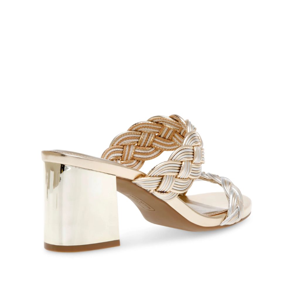 Reggie Silver Gold Braided Anne Klein Dress Sandals