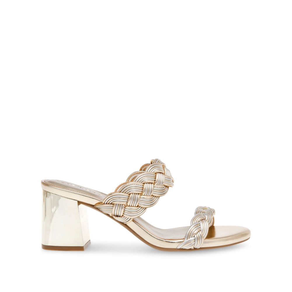 Reggie Silver Gold Braided Anne Klein Dress Sandals