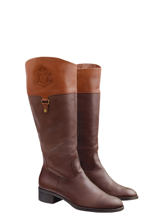 Franco Sarto Women's Clarity Brown Acorn Leather Boots