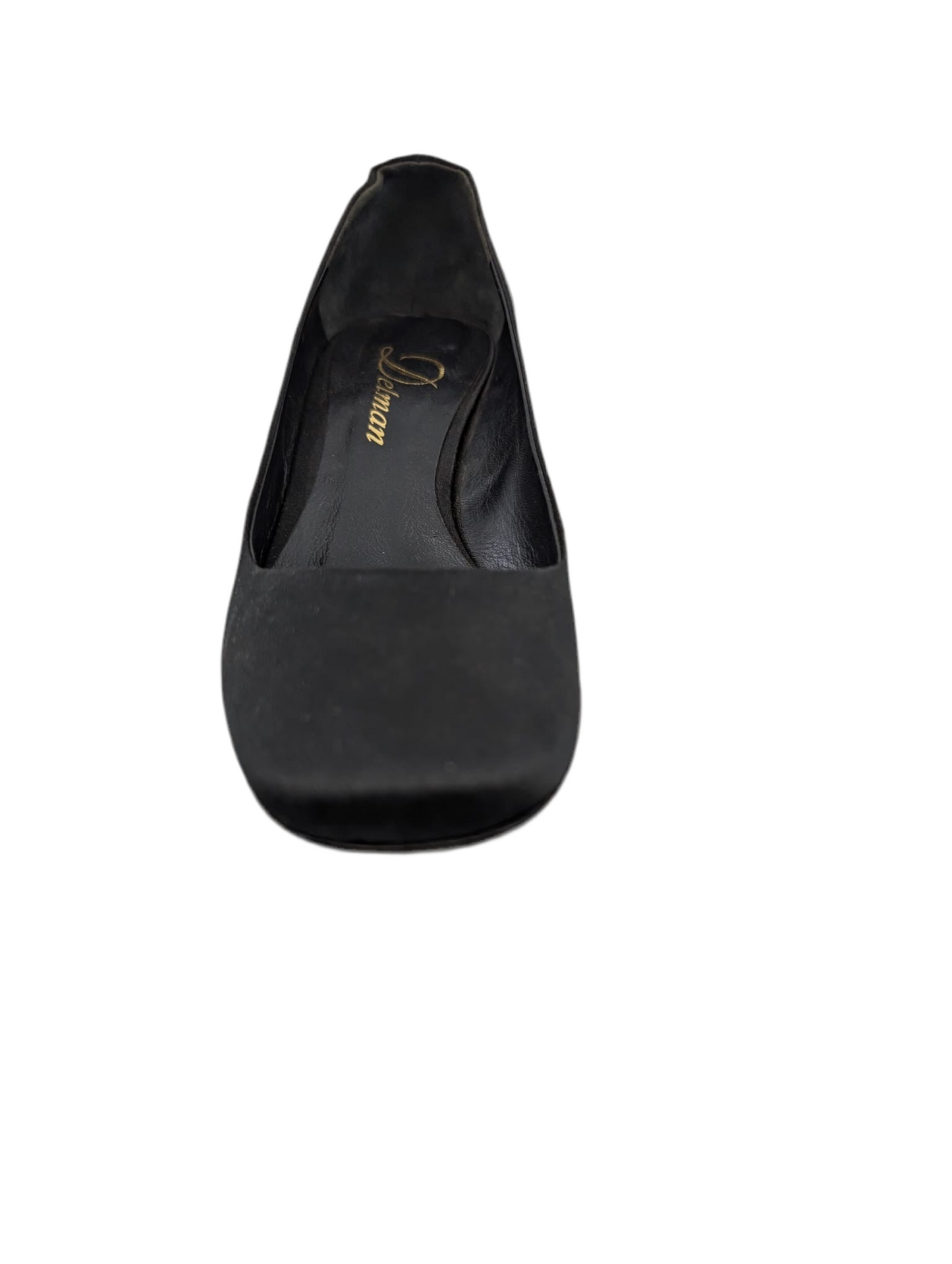 Covet Black Satin Delman Pumps