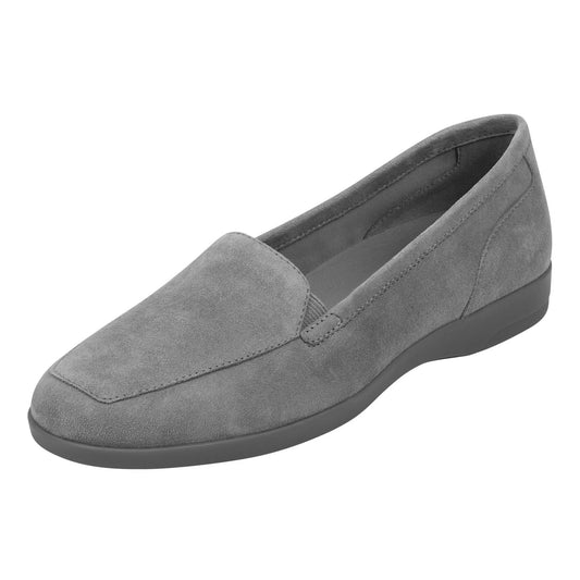 Devitt Light Gray Leather Easy Spirit Loafer Flats