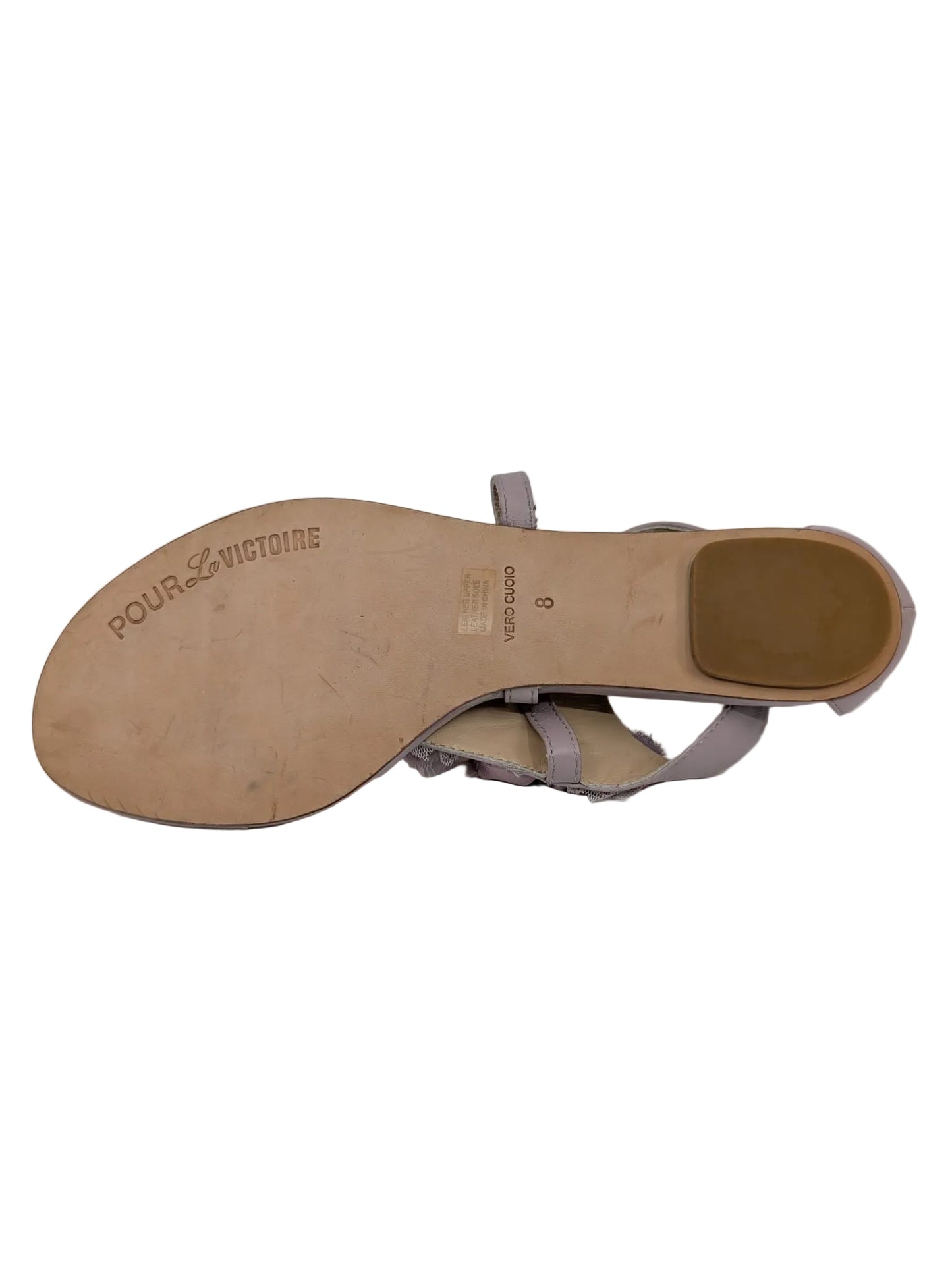 Pour La Victoire Purple Leather and Fabric Flat Sandals