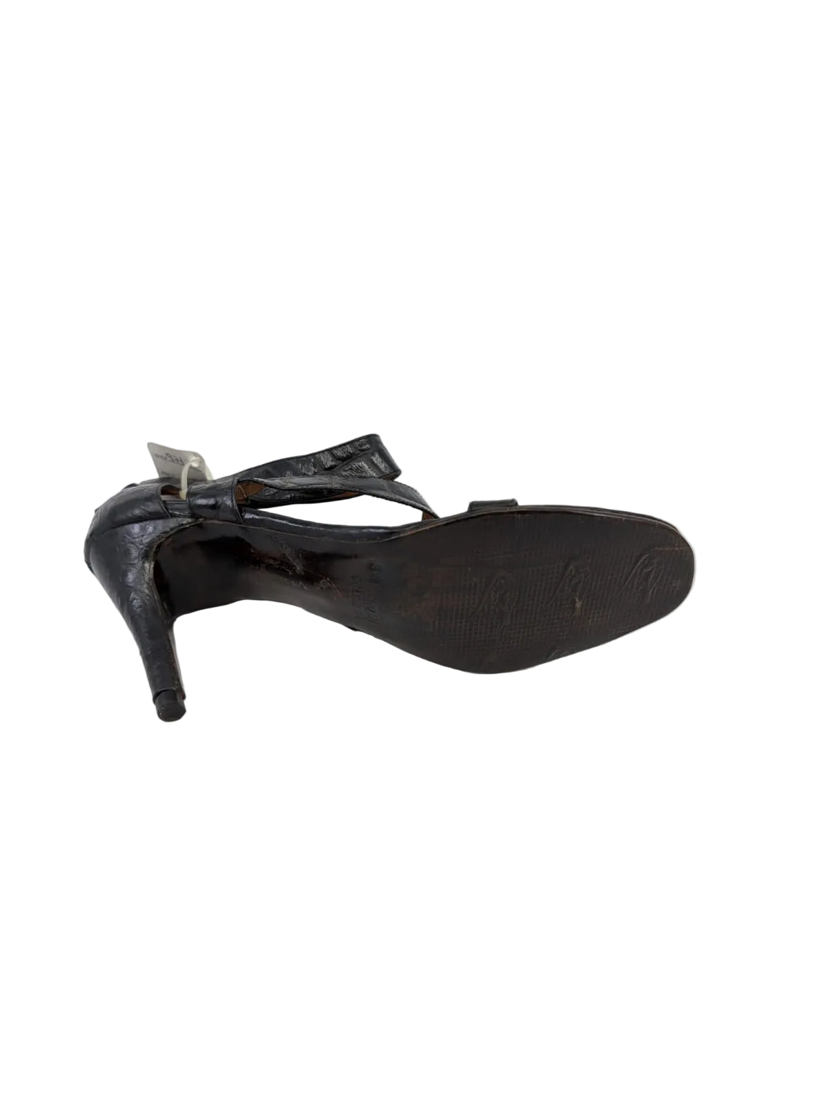 Clarita Black Leather Heeled Sandals