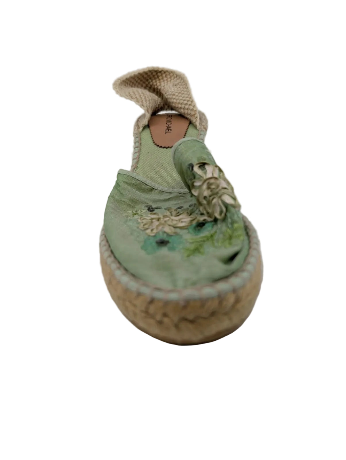 Eric Michael Green Fabric Wedge Espadrille Sandals