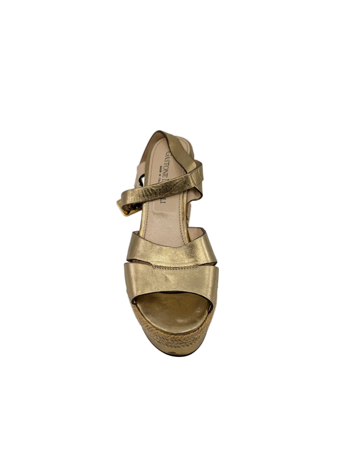 Gastone Lucioli Gold Leather Wedge Sandals