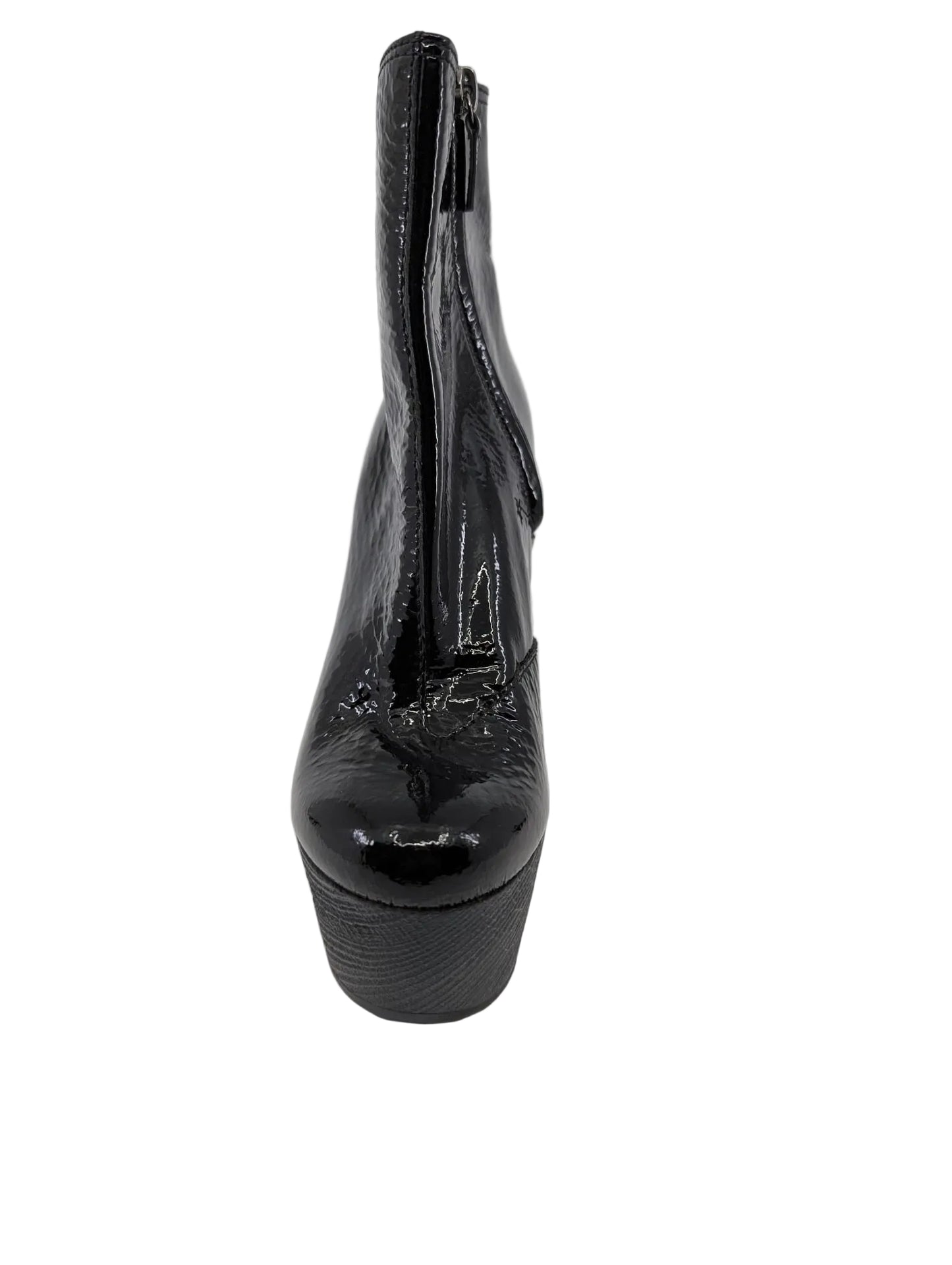 Lanvin Black Patent Leather Wedge Boots