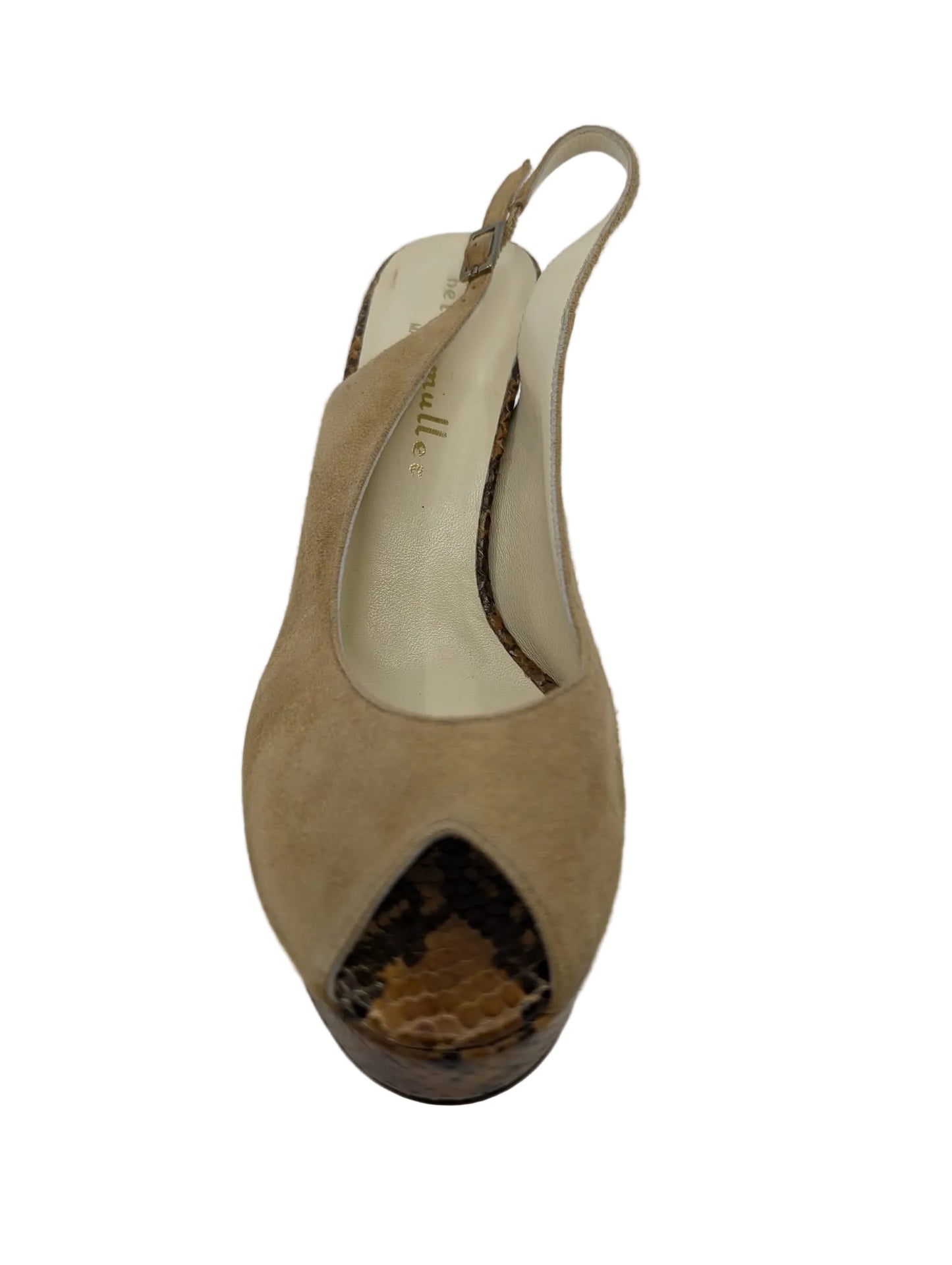 Bettye Muller Camel Suede Slingback Platform Pumps