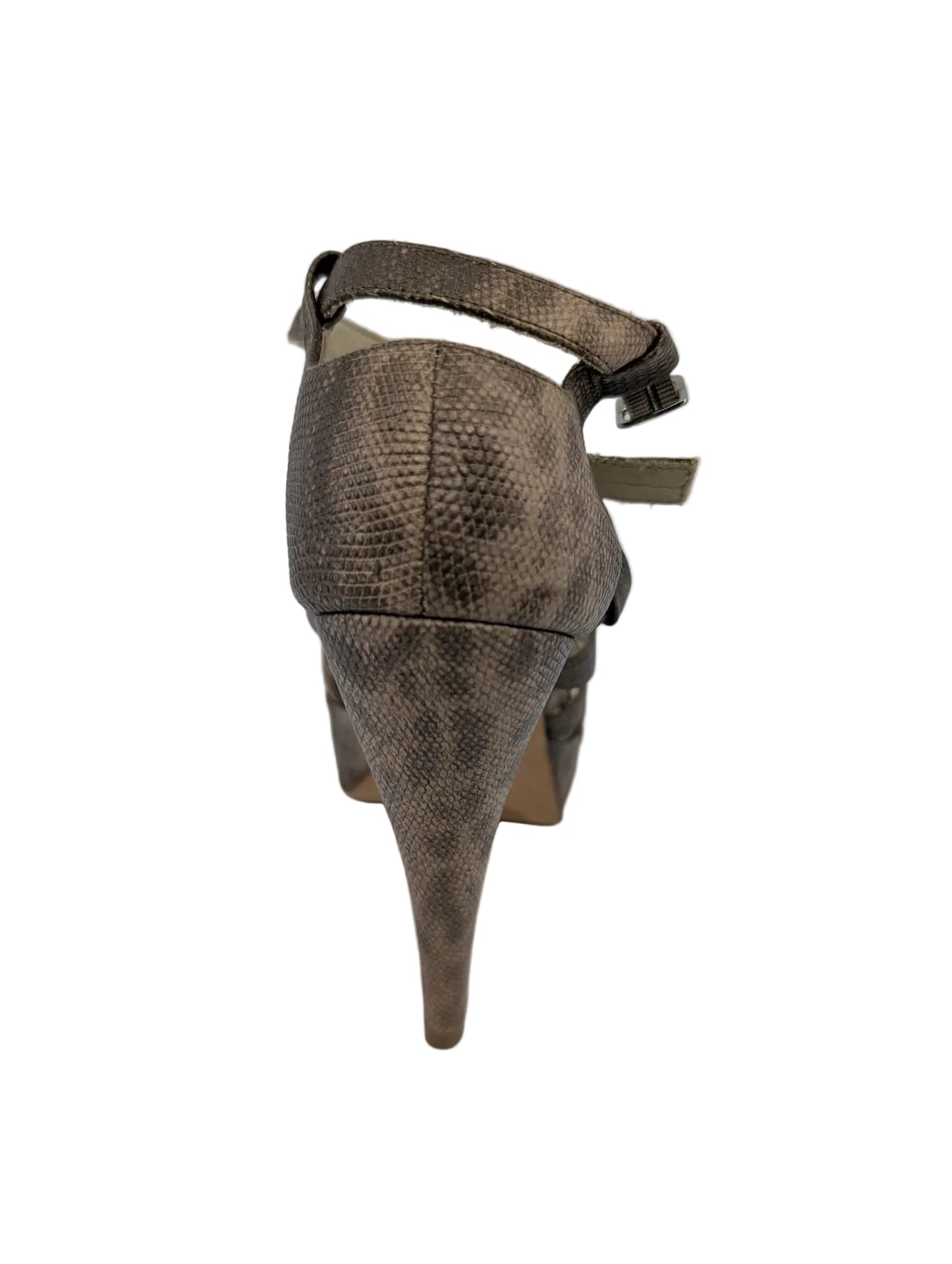 Elizabeth and James Beige Snake Print Strappy Sandals