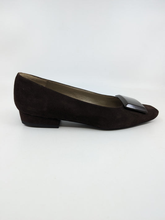 Cloe Fondente Brown Suede Claudia Ciuti Ballet Pumps