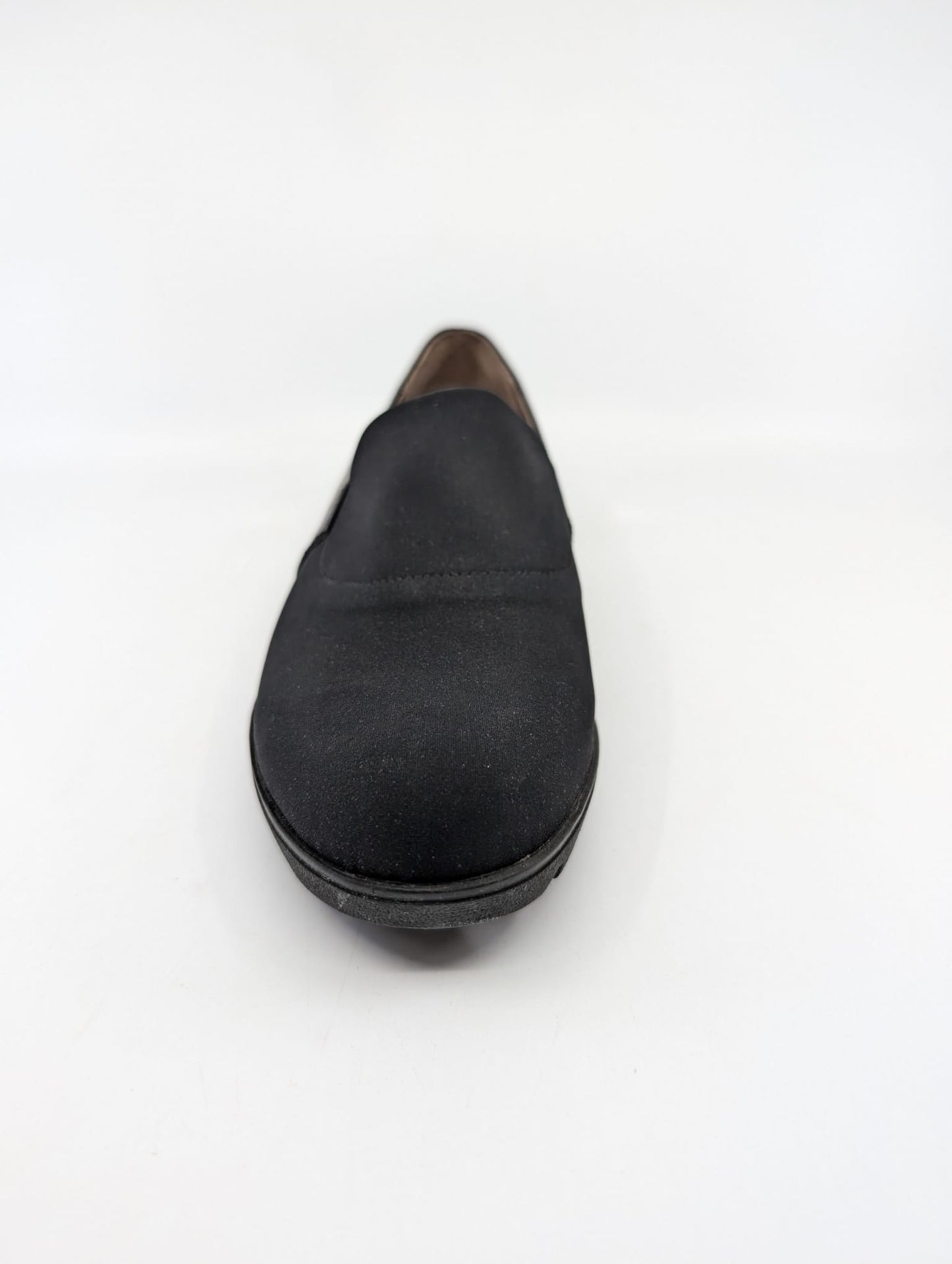 A1374 Black Lycra and Leather Wonders Wedge Loafers