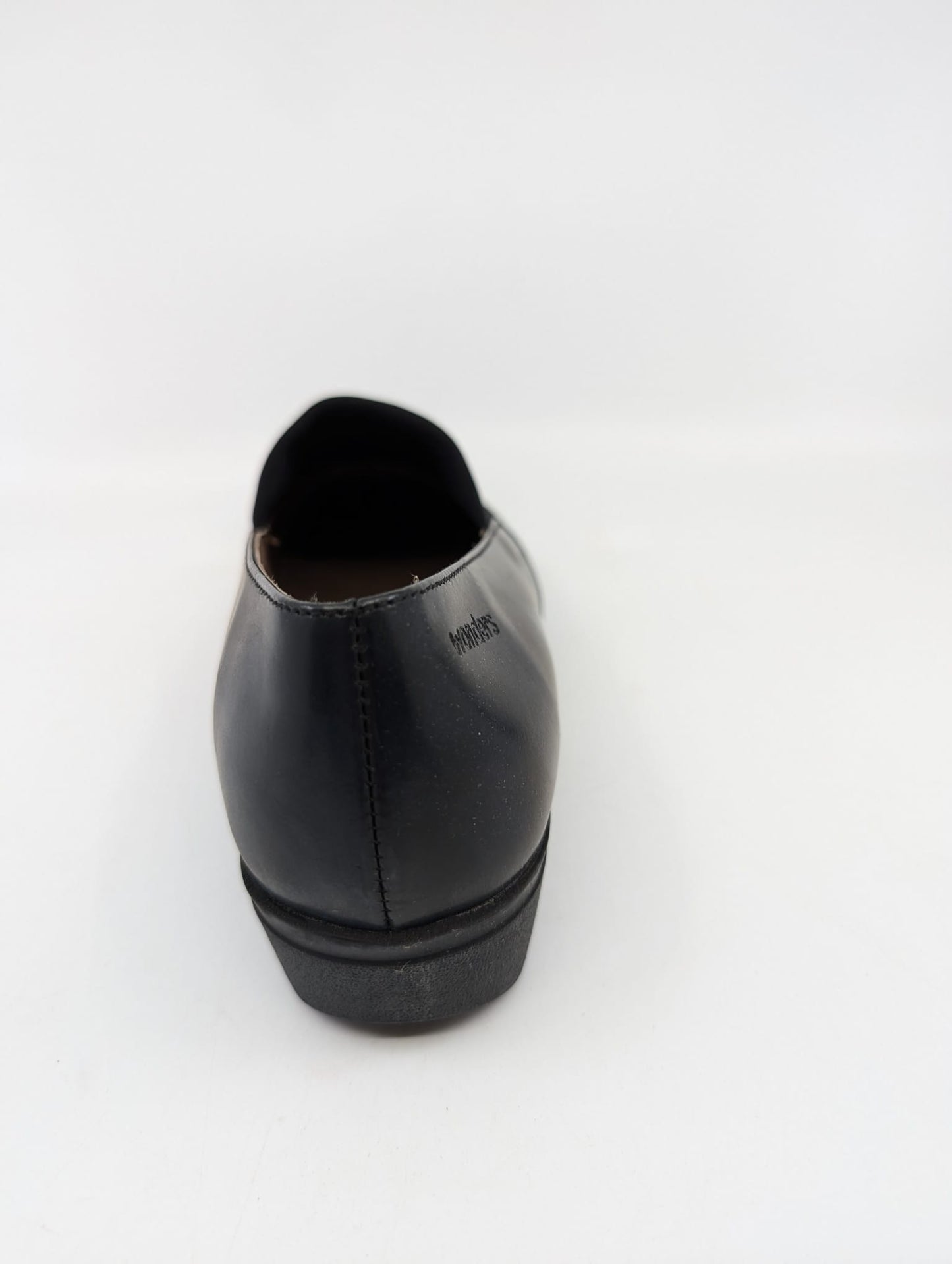 A1374 Black Lycra and Leather Wonders Wedge Loafers