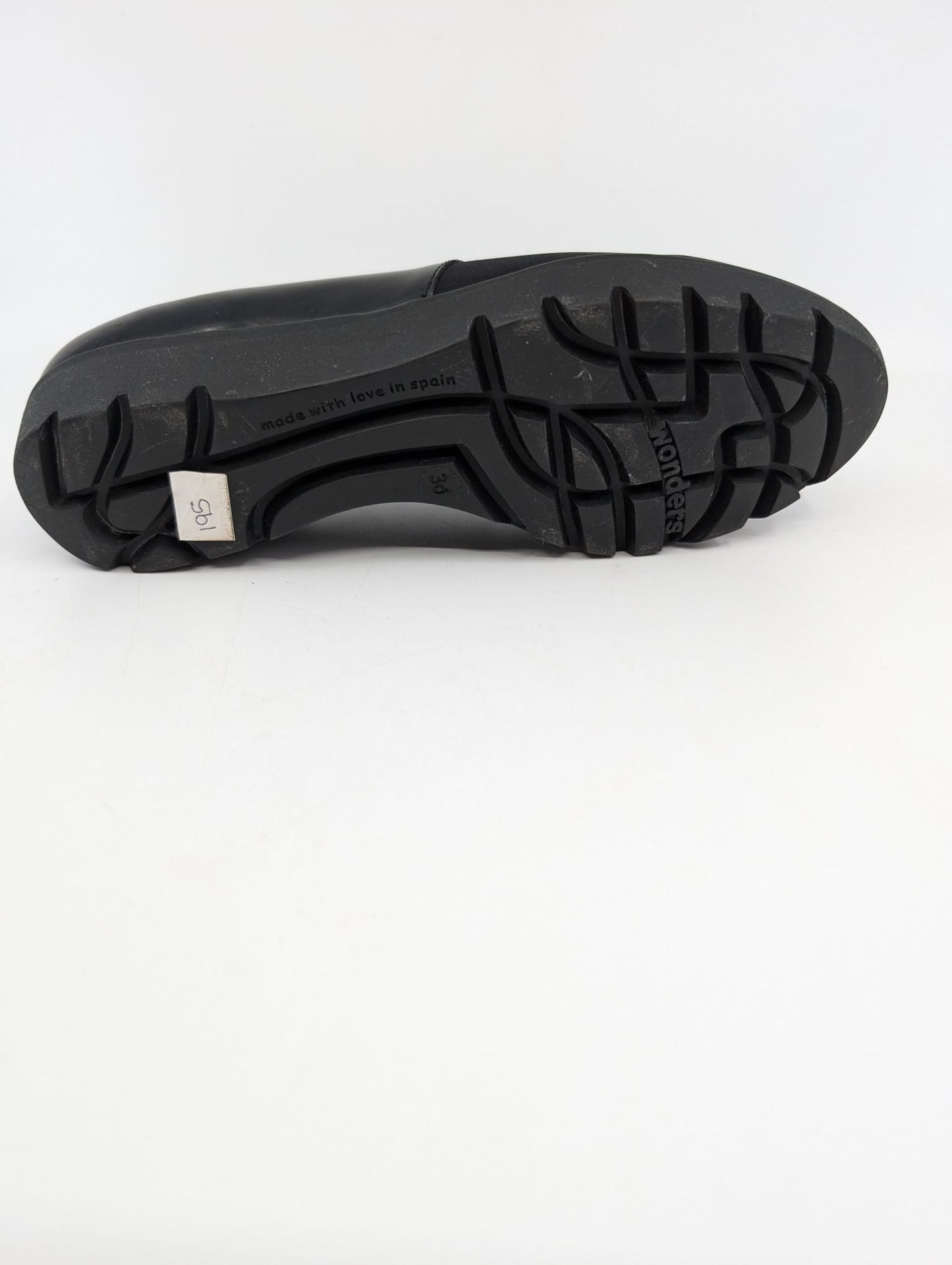 A1374 Black Lycra and Leather Wonders Wedge Loafers