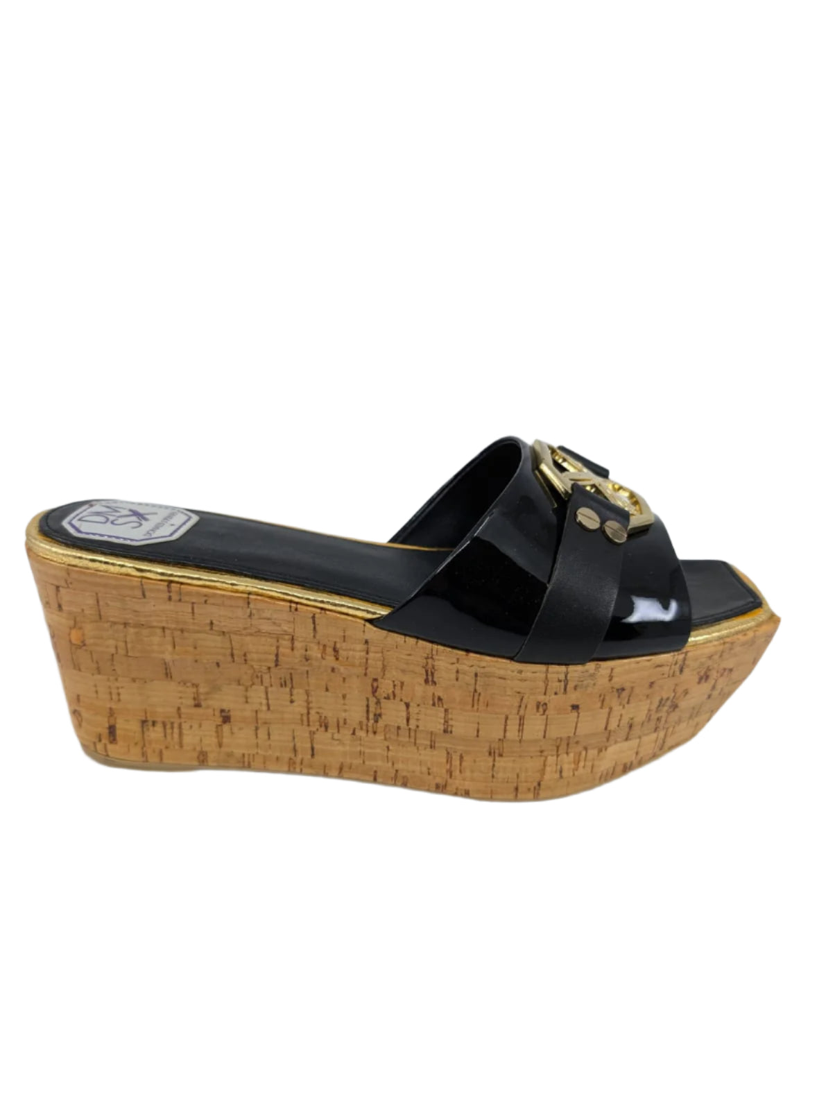 Bren Black Soft Patent Leather Donald Pliner Platform Slides