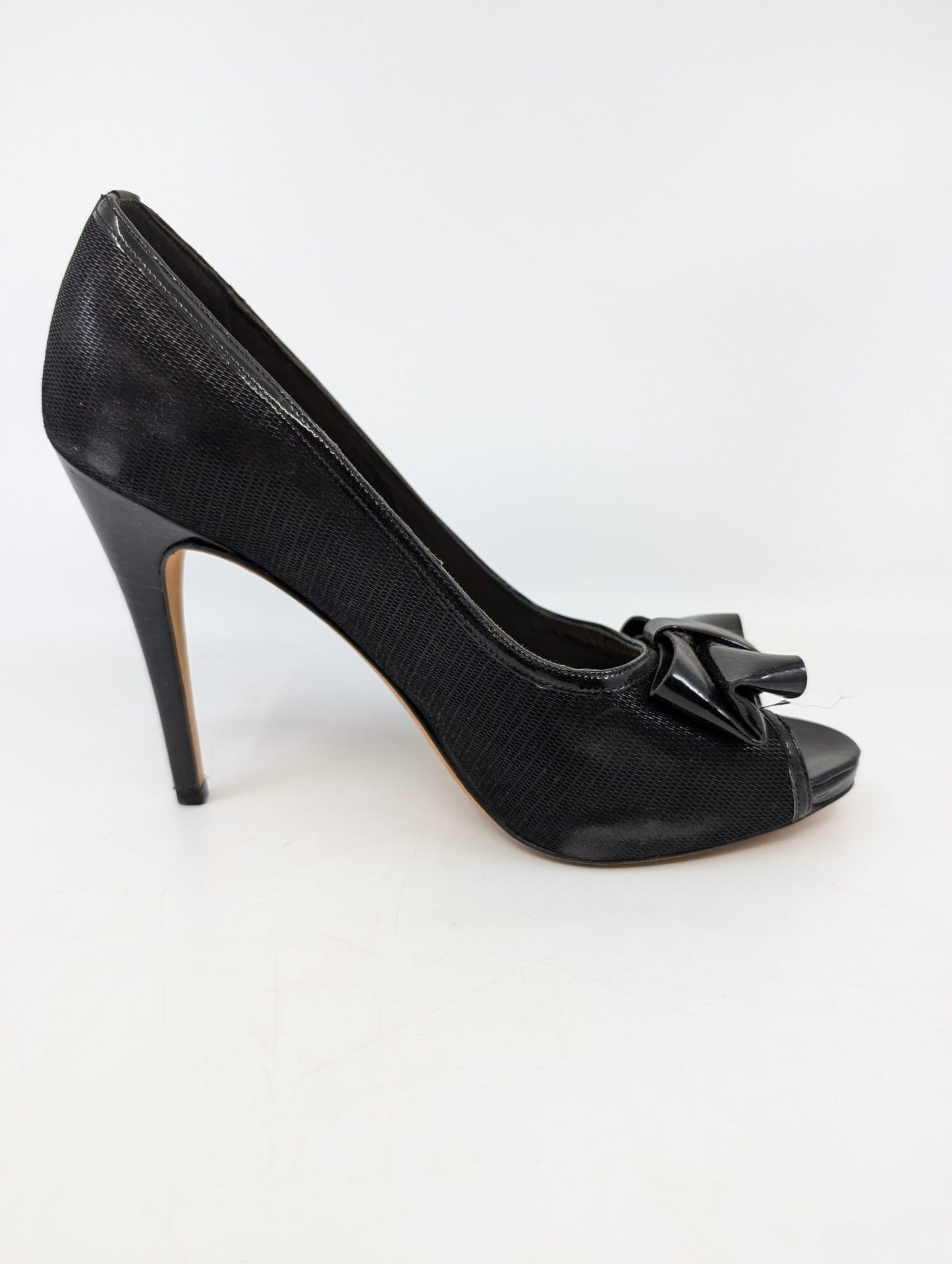 Cheri Black Metallic Fabric Suede Delman Pumps
