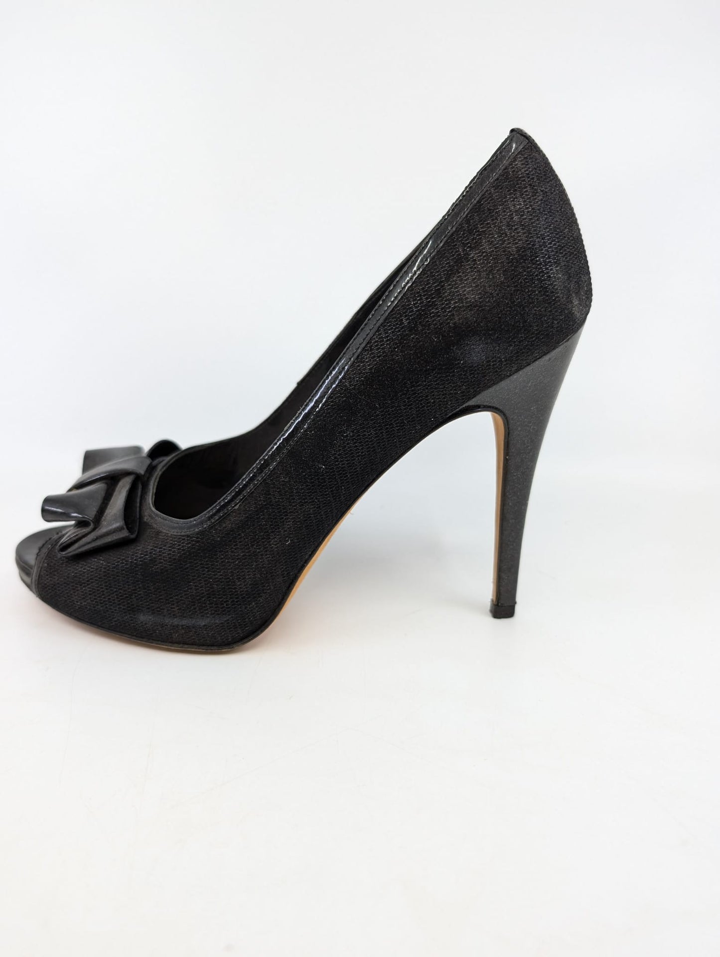 Cheri Black Metallic Fabric Suede Delman Pumps