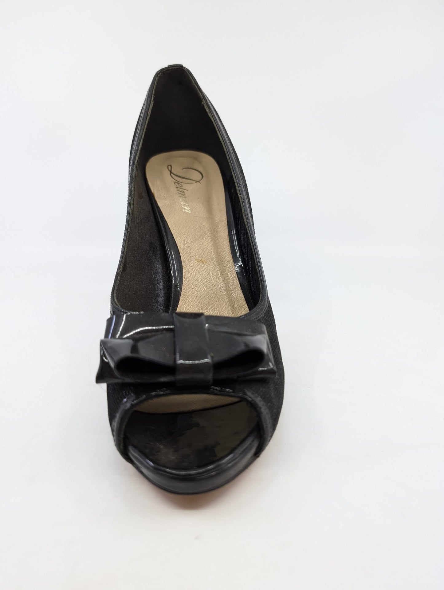 Cheri Black Metallic Fabric Suede Delman Pumps