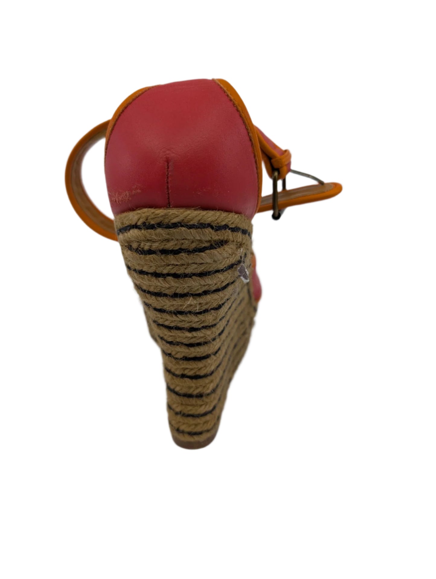 Lanvin Pink and Orange Leather Wedge Sandals