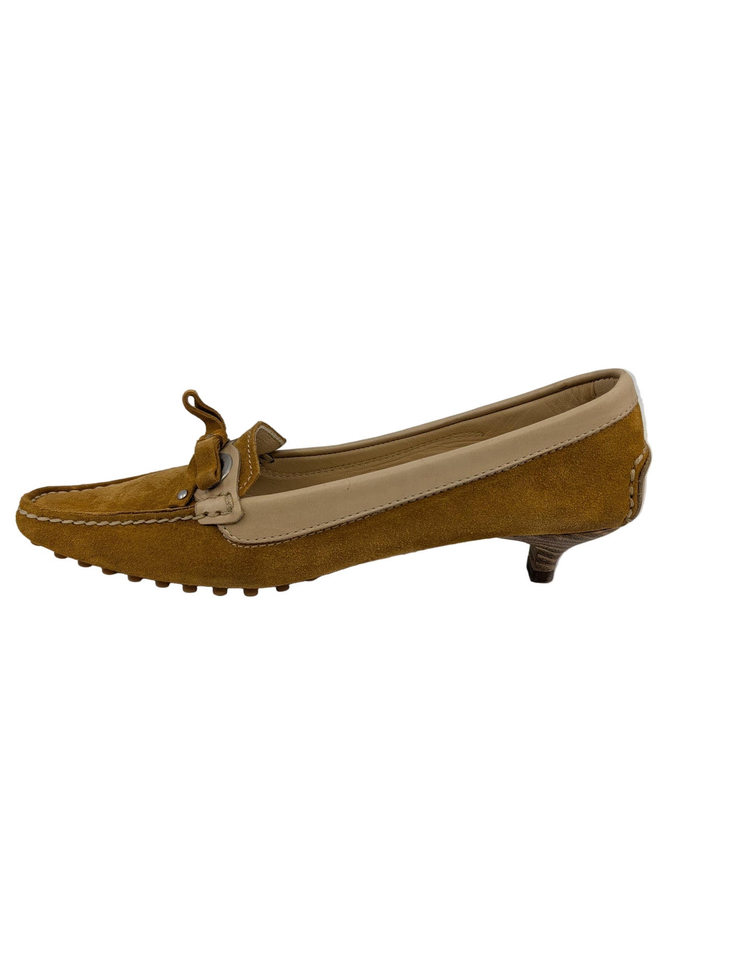 Claudia Beige and Tan Suede Lofer Stokton Pumps