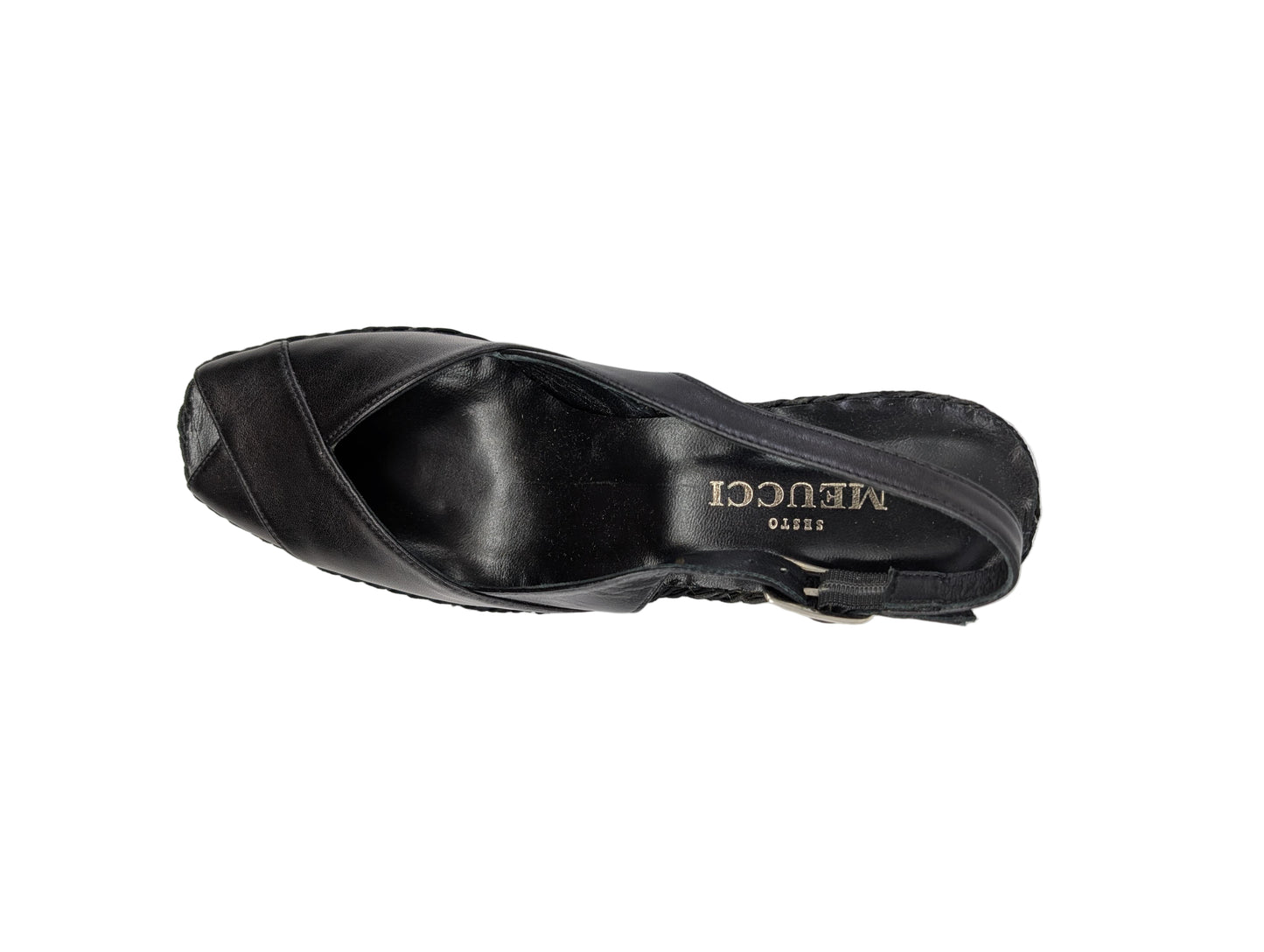1370 Black Leather Sesto Meucci Slingack Wedge Sandal