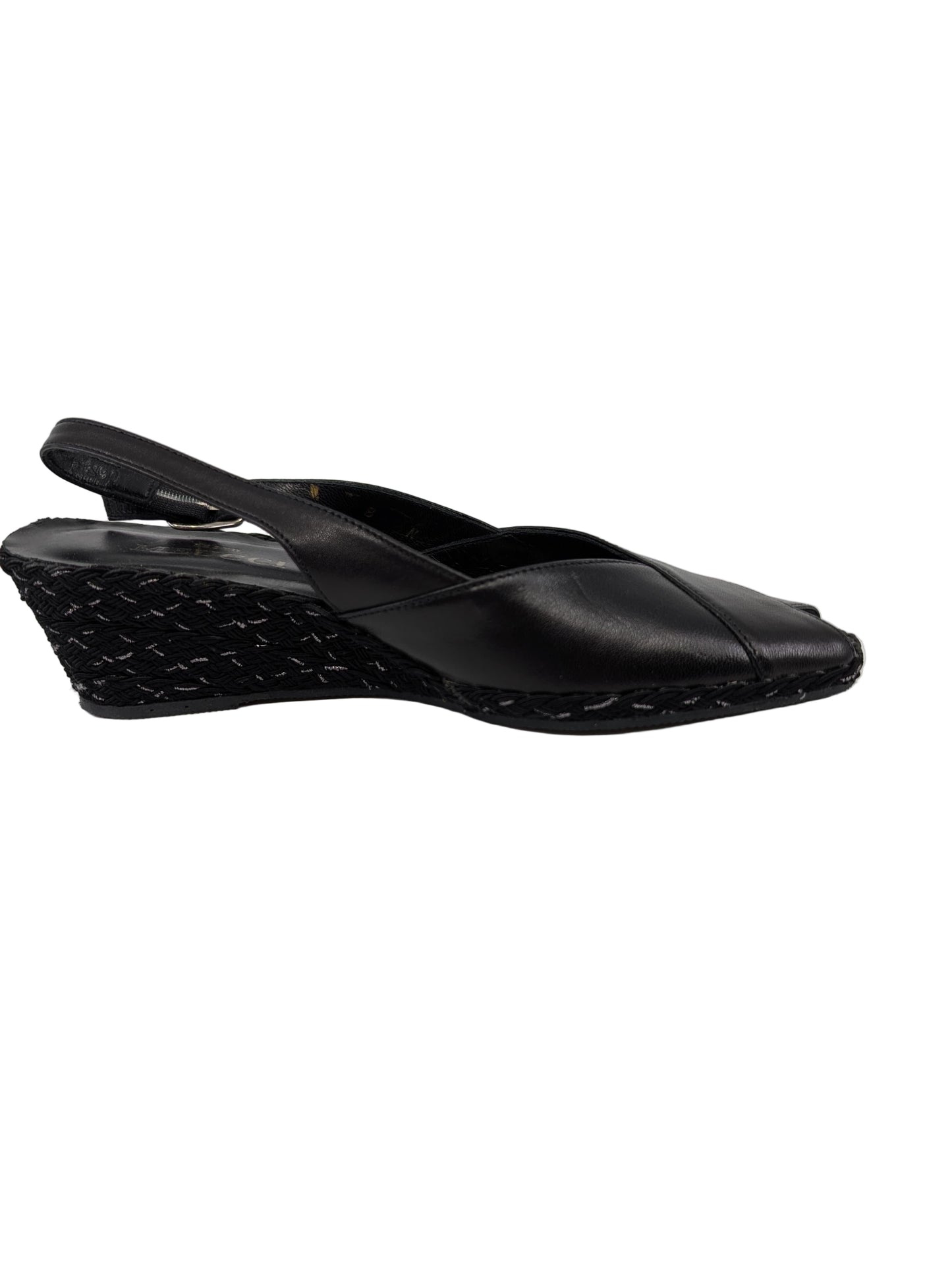 1370 Black Leather Sesto Meucci Slingack Wedge Sandal