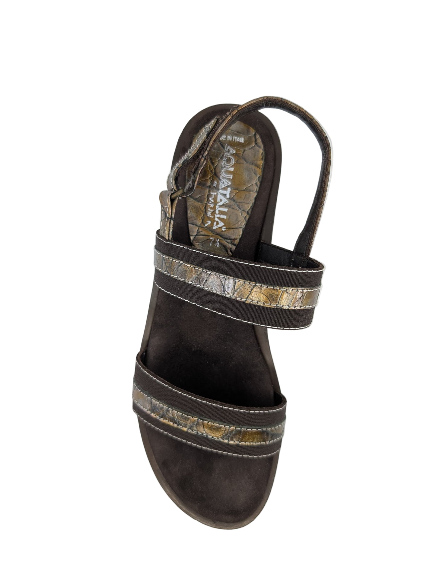 Bliss Brown Leather Aquatalia Wedge Sandals