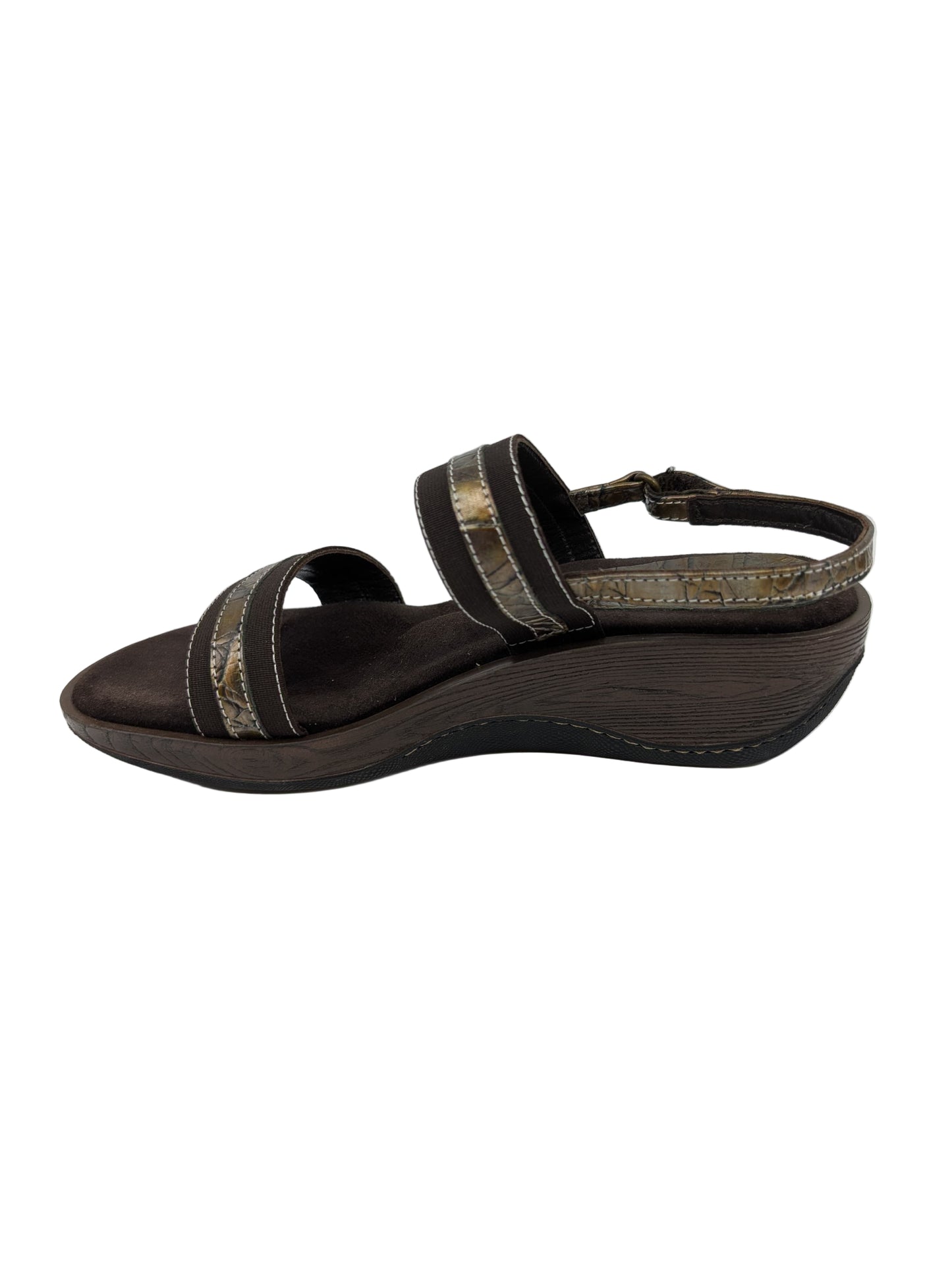 Bliss Brown Leather Aquatalia Wedge Sandals