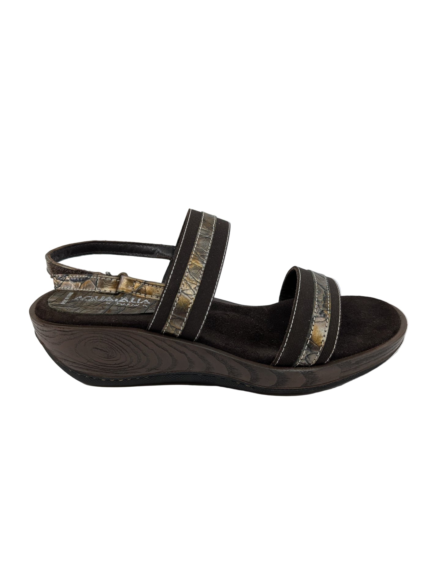 Bliss Brown Leather Aquatalia Wedge Sandals