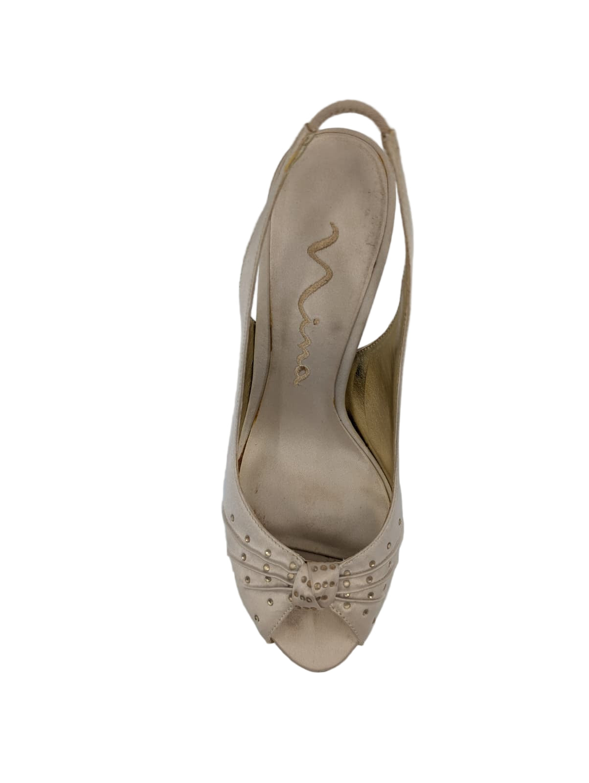 Flo Powder Sand Nina Satin Slingback Pumps
