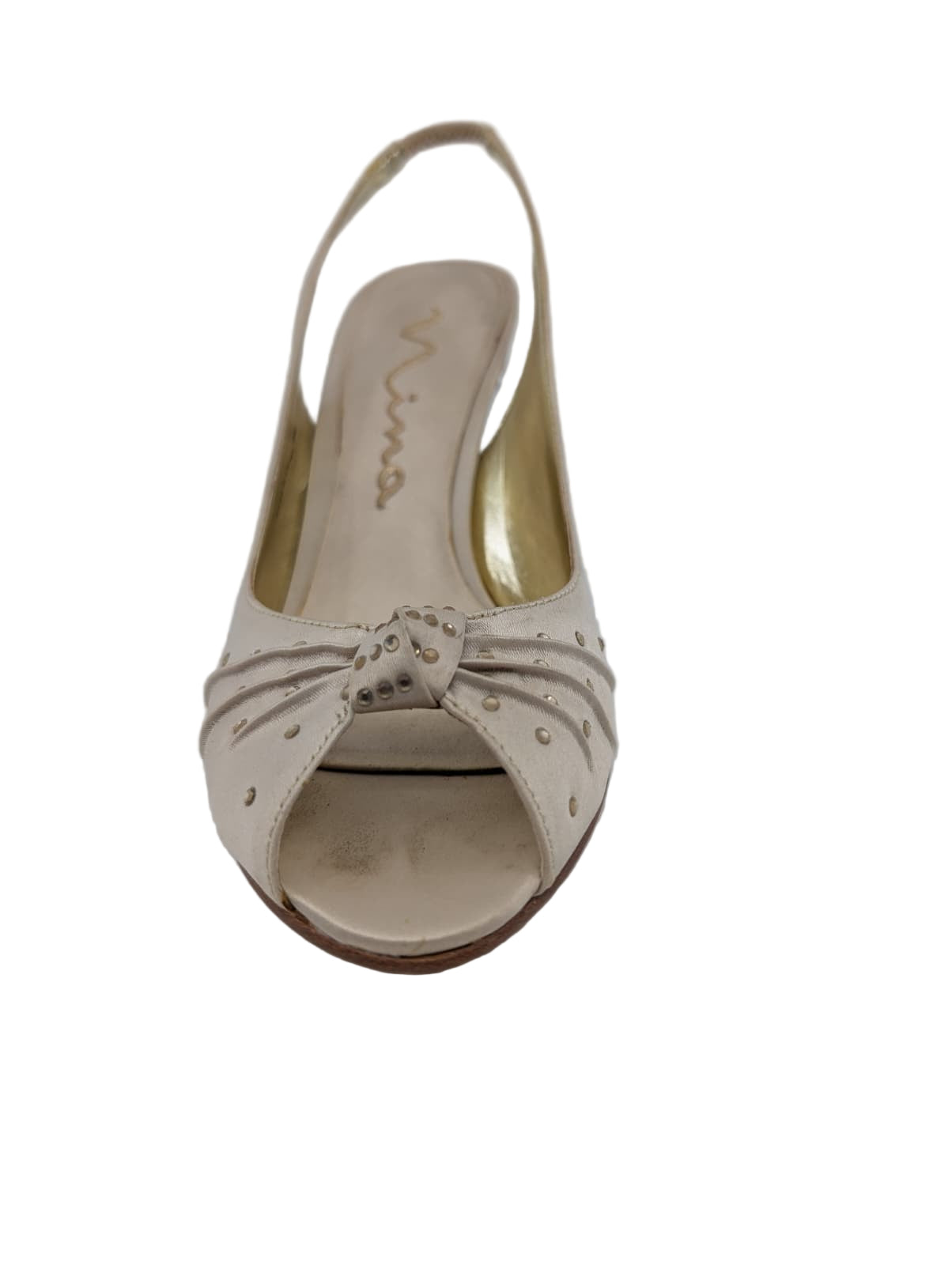 Flo Powder Sand Nina Satin Slingback Pumps