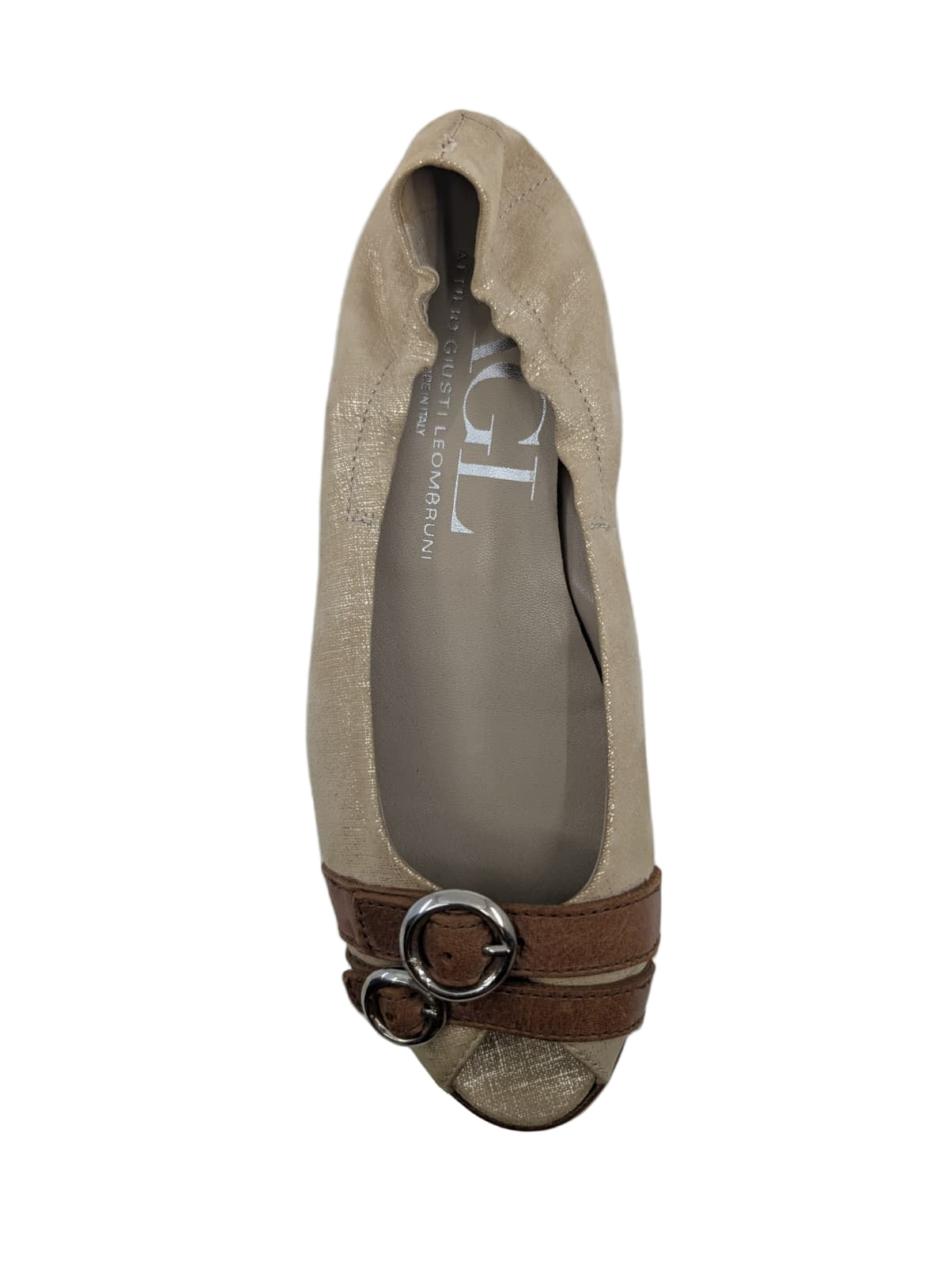 D55833OUCK Beige Leather AGL Ballet Flats