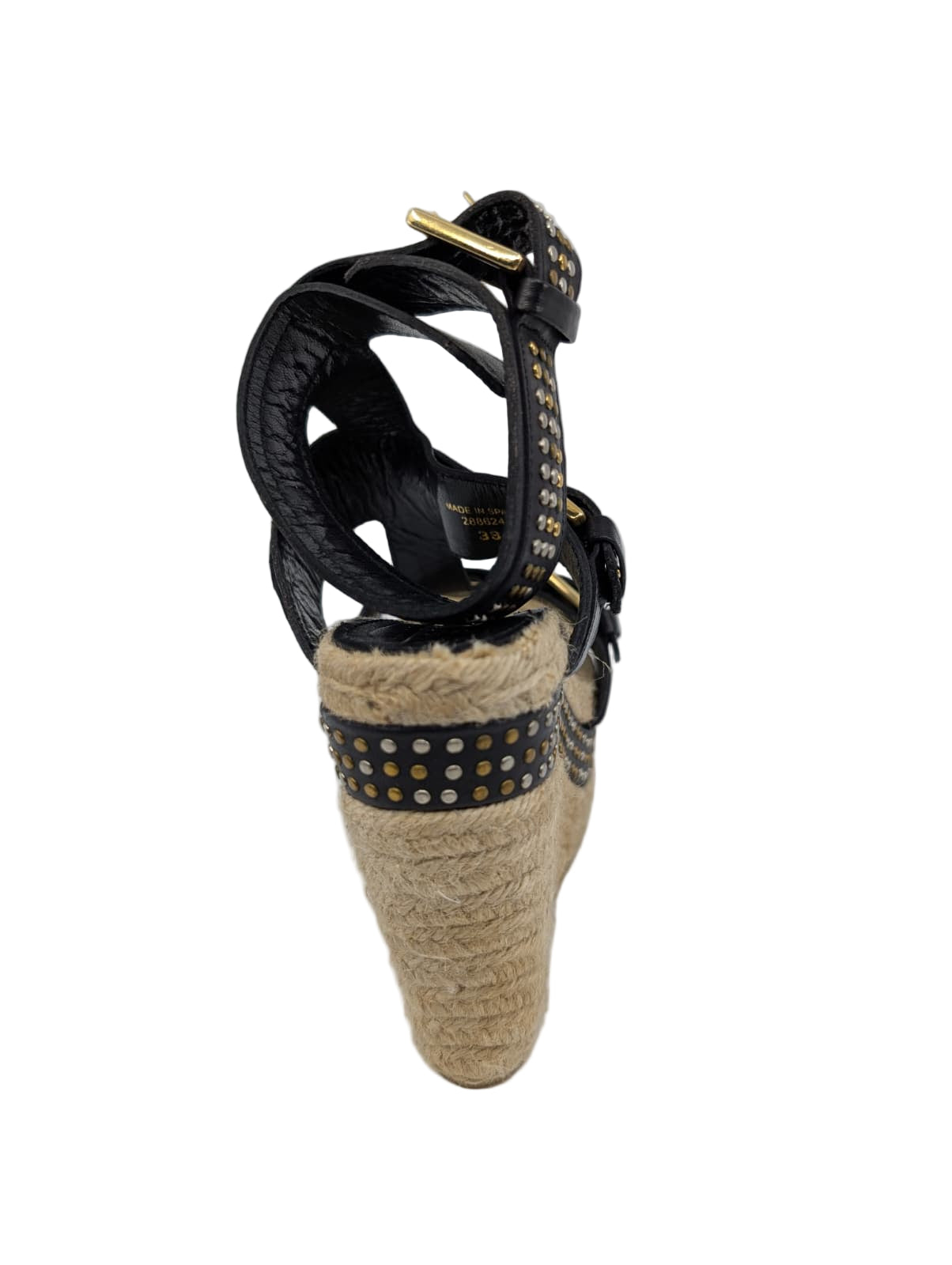 Black Leather Studs Alexander McQueen Wedge Sandals