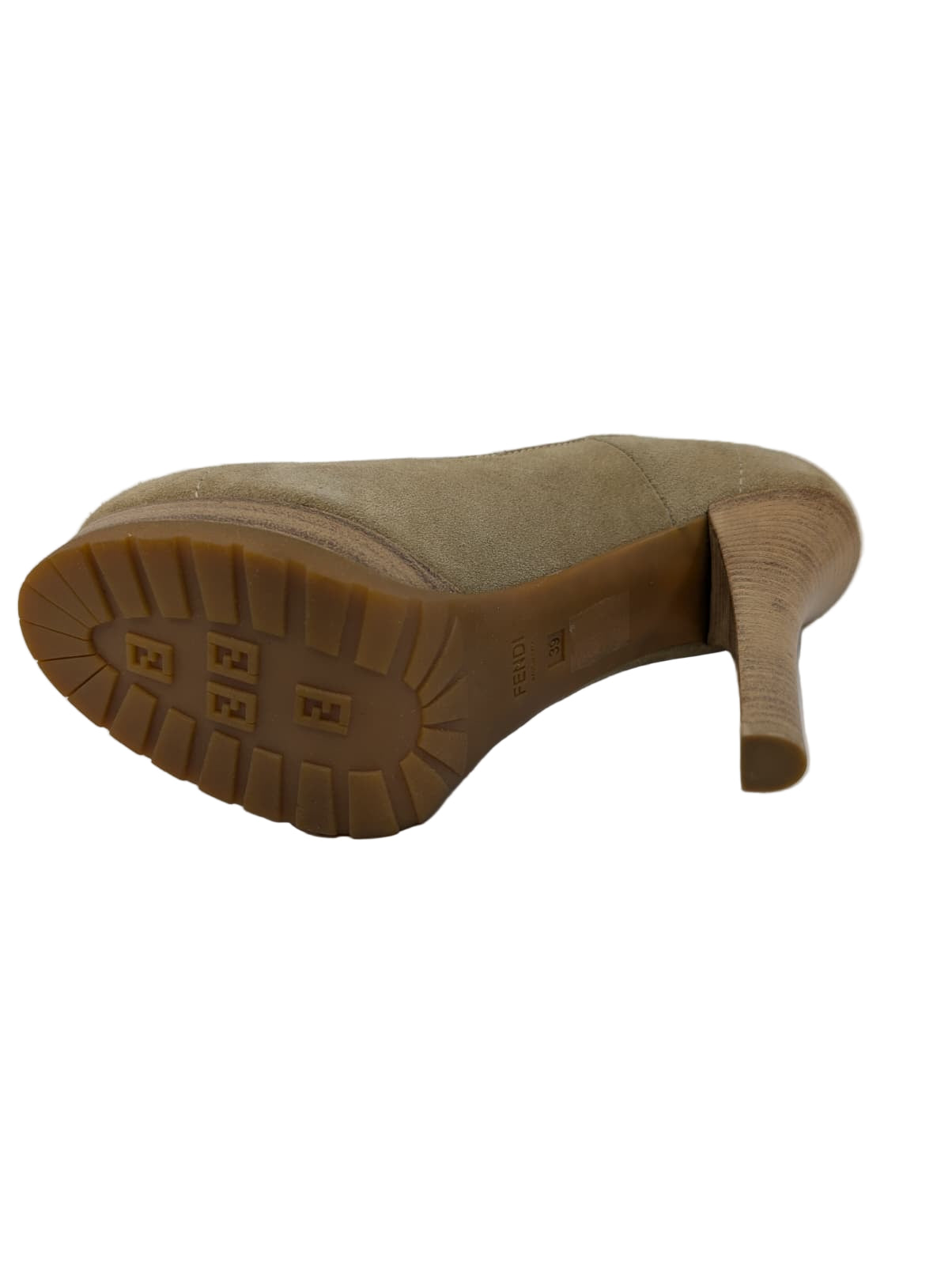 Beige Suede Platform Fendi Pumps