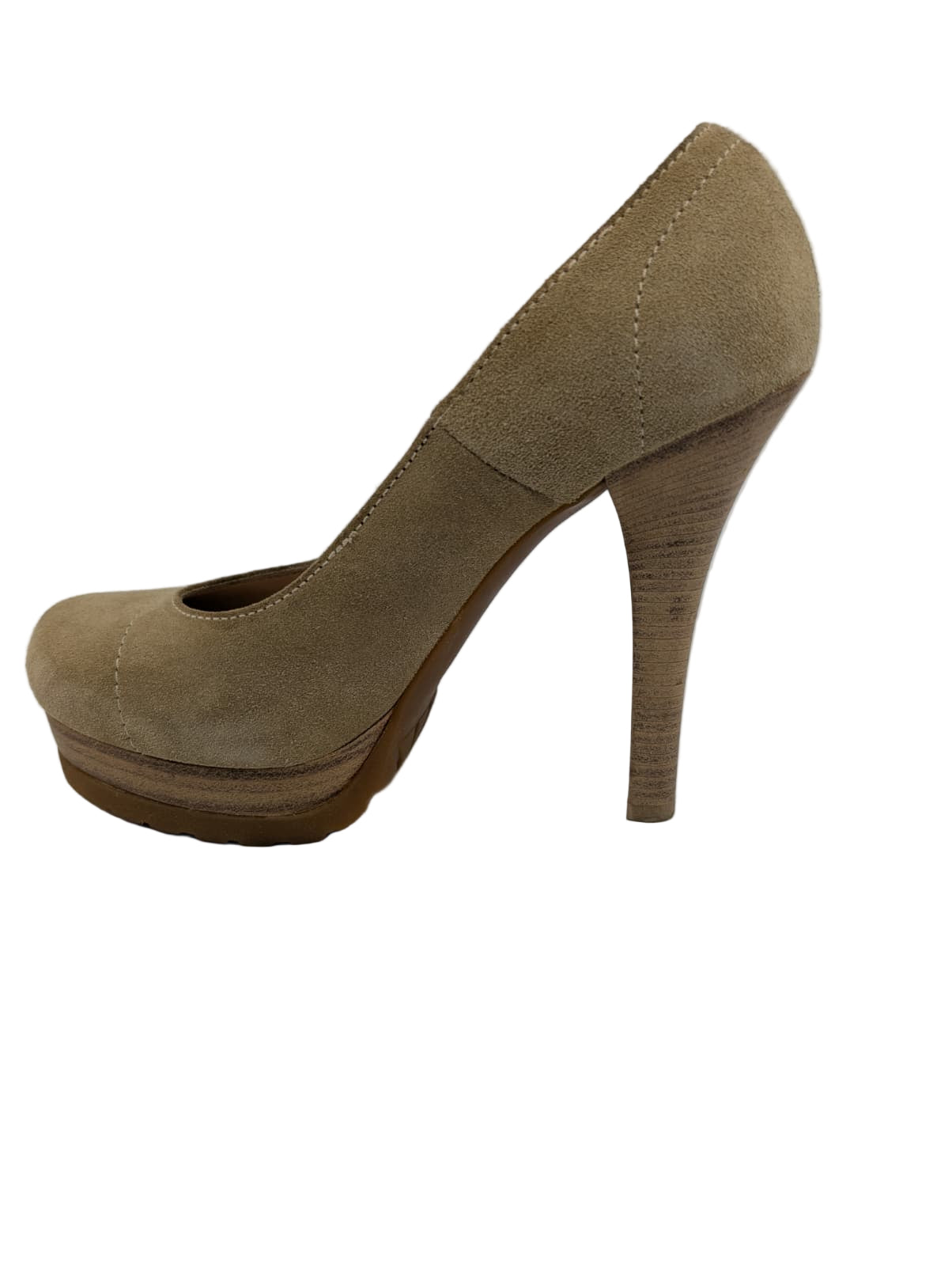Beige Suede Platform Fendi Pumps