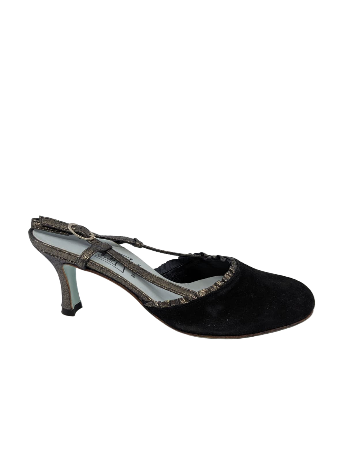 Tweed Black Suede Cynthia Rowley Slingback Pumps