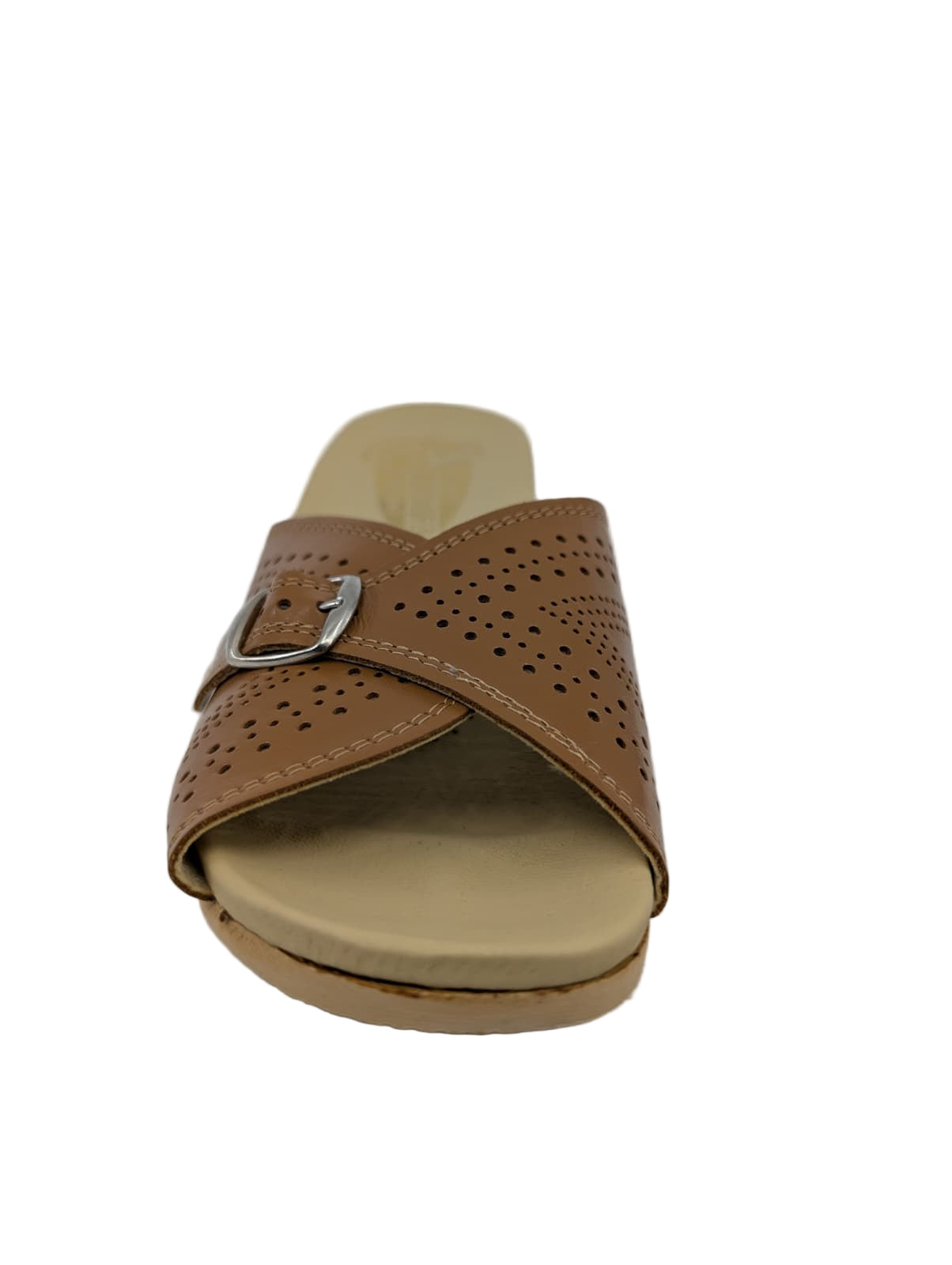Worishofer Fussbettung Camel Leather Slides Sandals