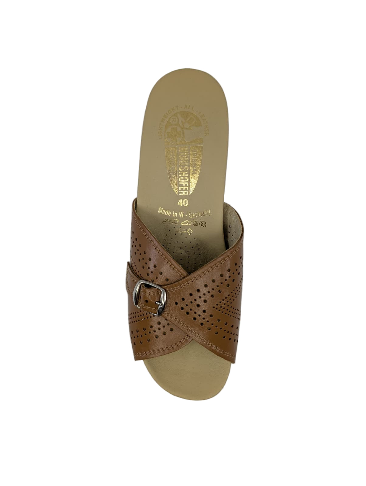 Worishofer Fussbettung Camel Leather Slides Sandals