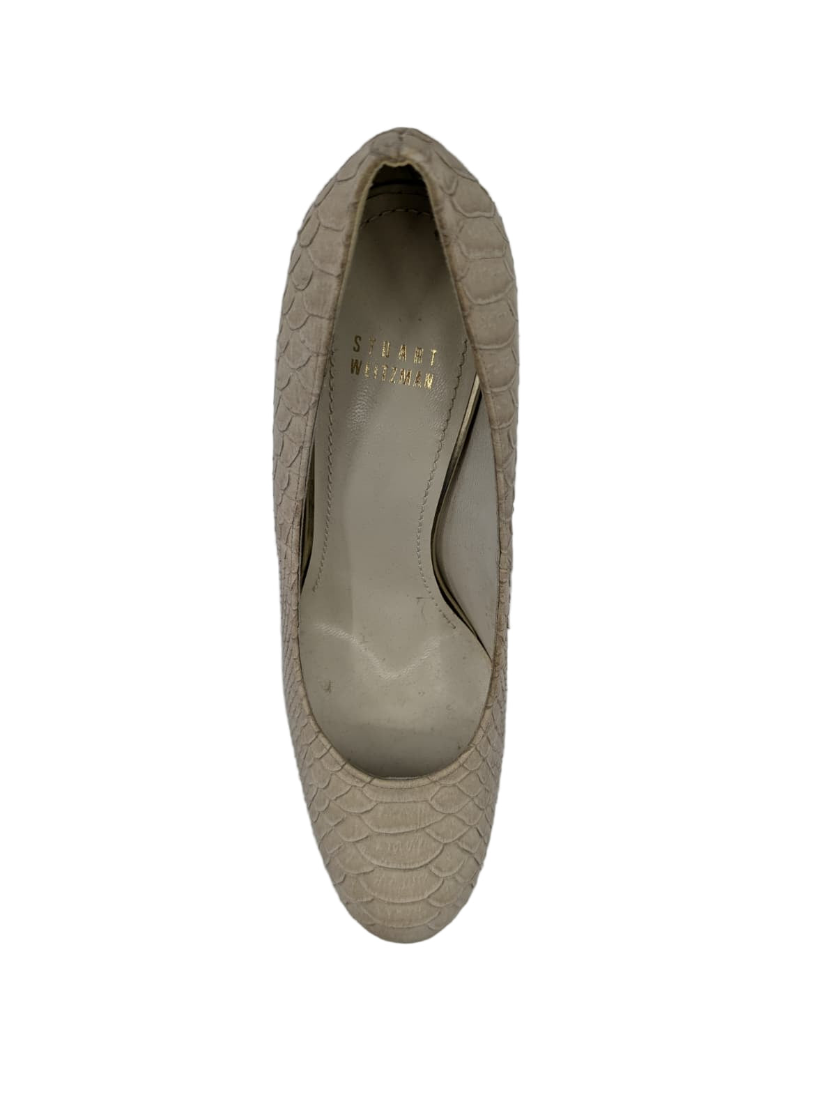 Beige Snakeprint Leather Stuart Weitzman Pumps