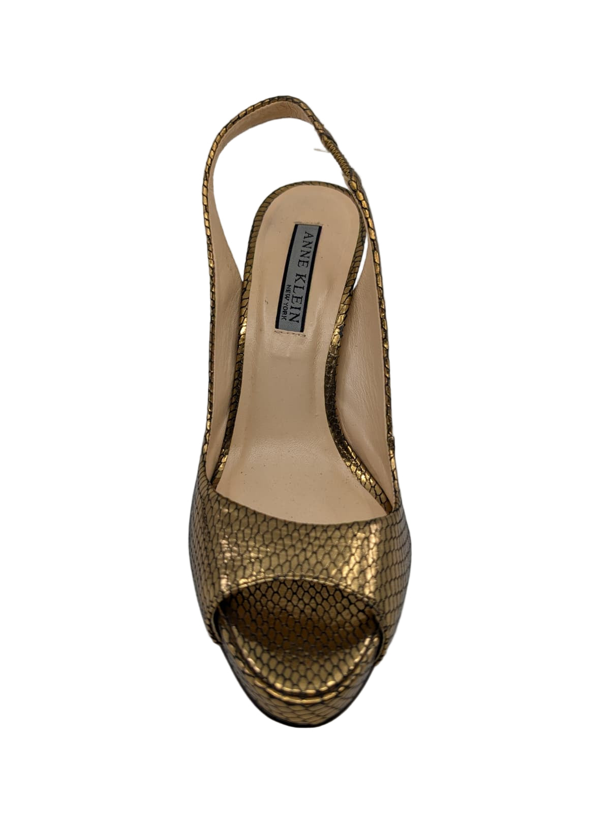 Gold Snake Print Leather Anne Klein New York Slingback Pumps