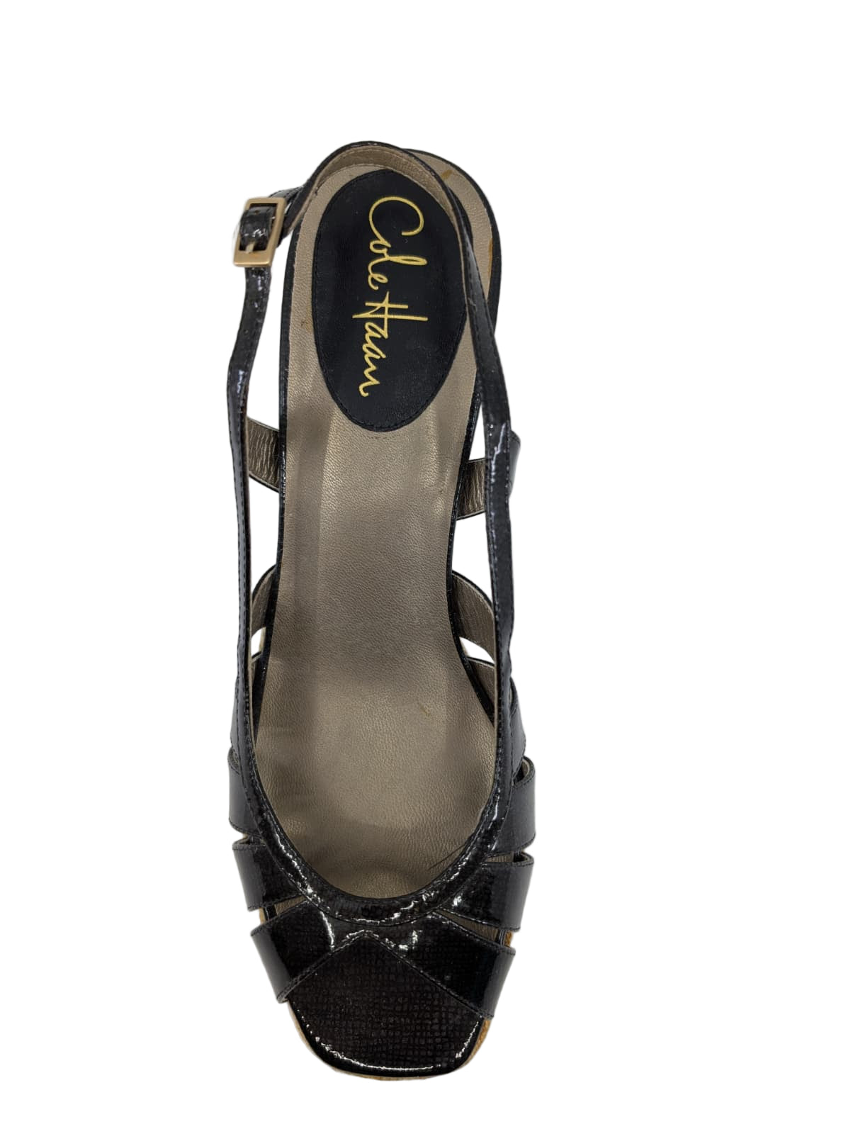 Cole Haan Black Patent Leather Wedge Sandals