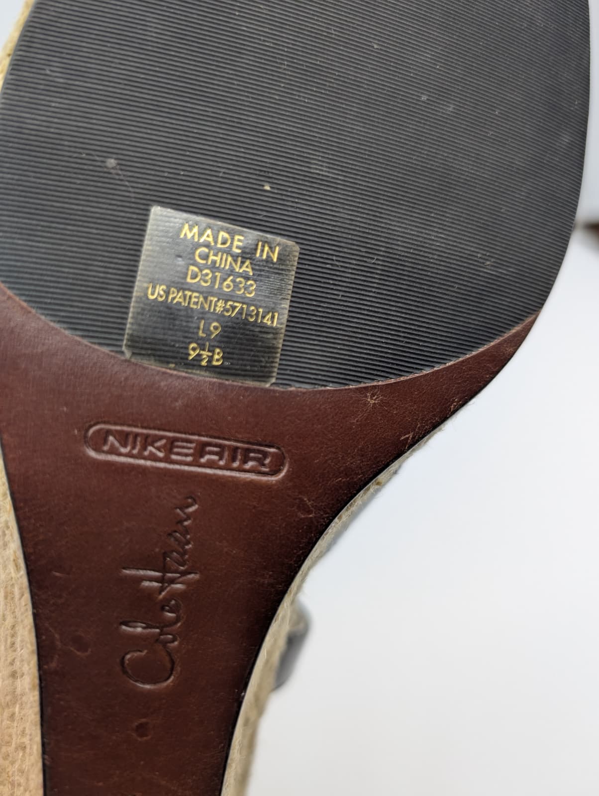 Cole Haan Black Patent Leather Wedge Sandals