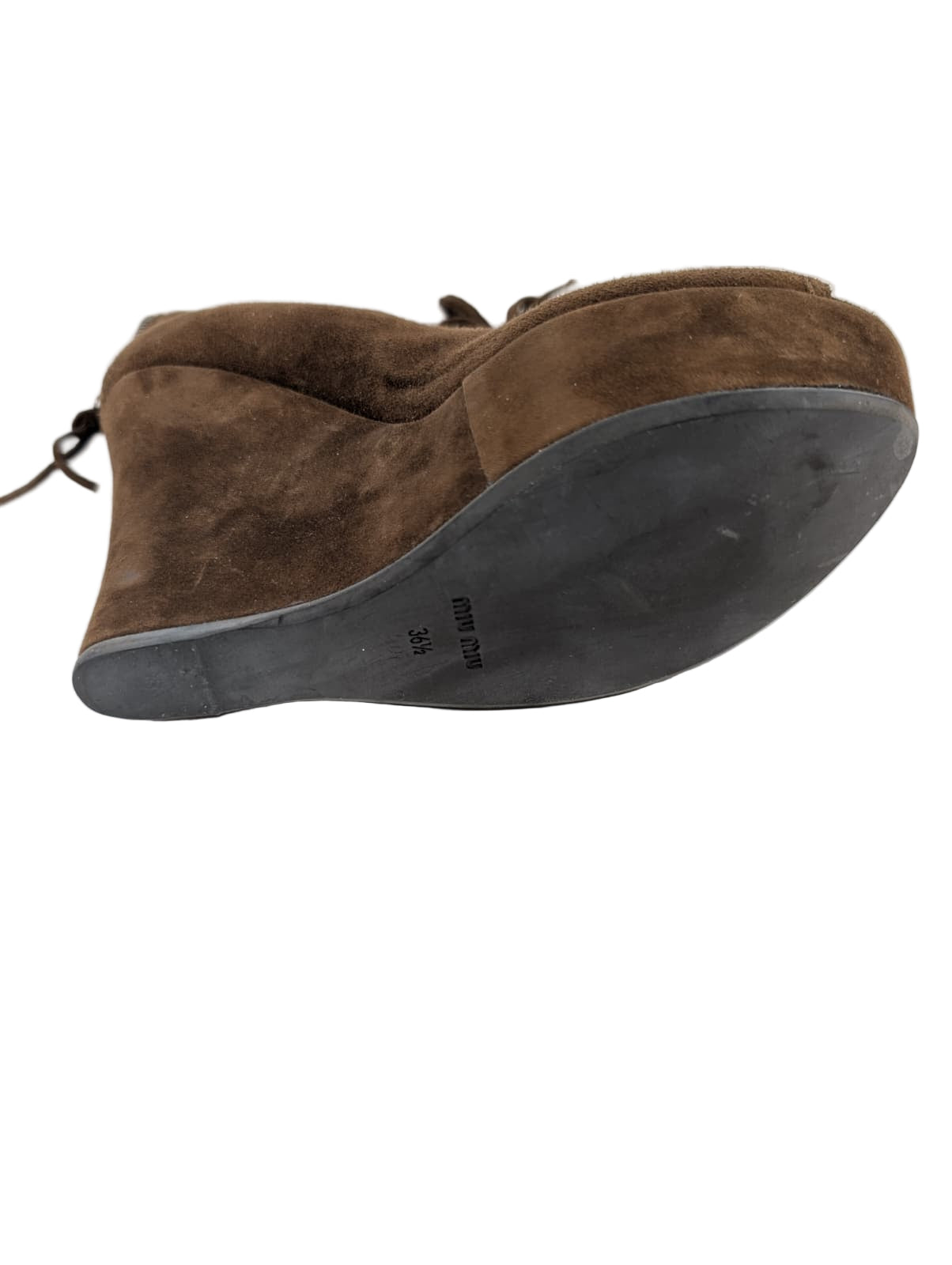 Miu Miu Brown Suede Wedge Shooties