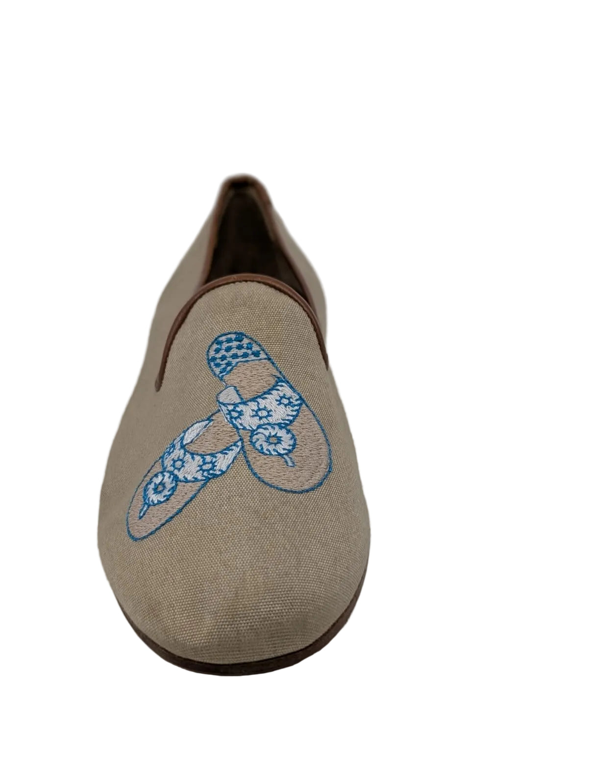 Zalo Natural Linen Loafer Flats