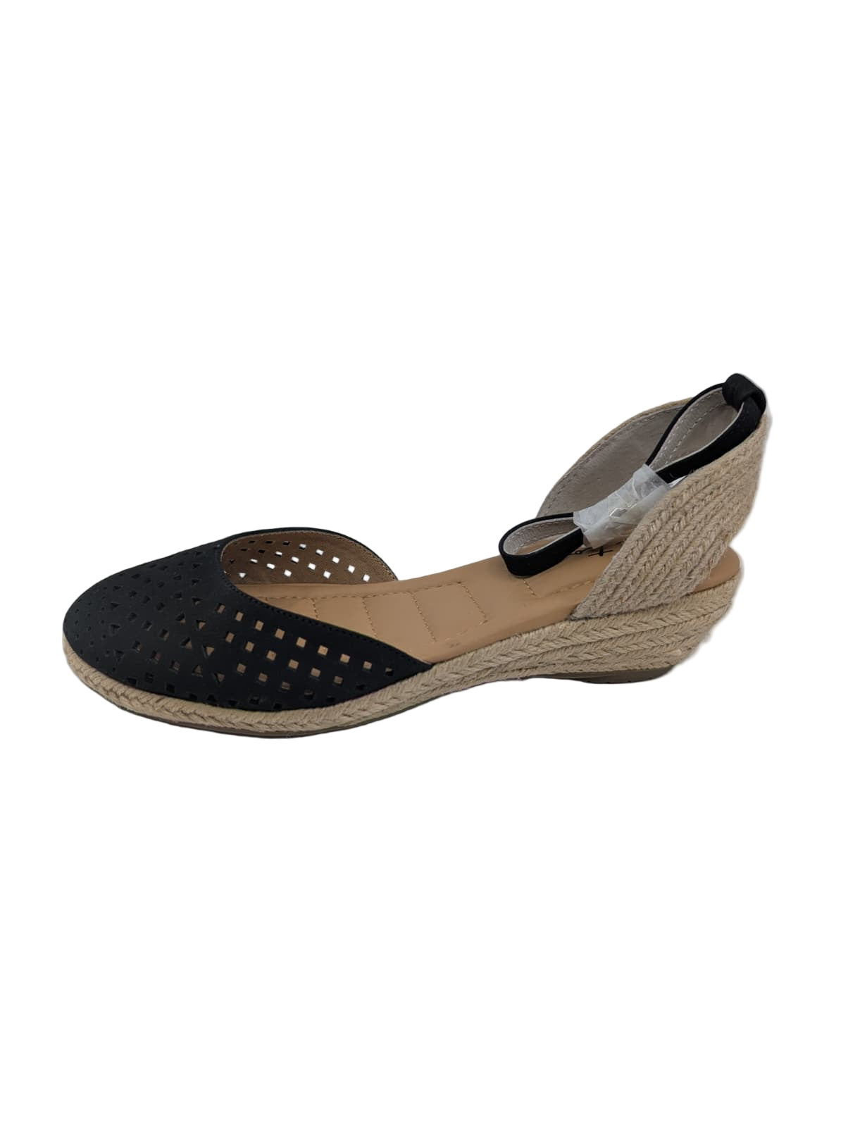 Norina8 Black Leather Adam Tucker Wedge Sandal