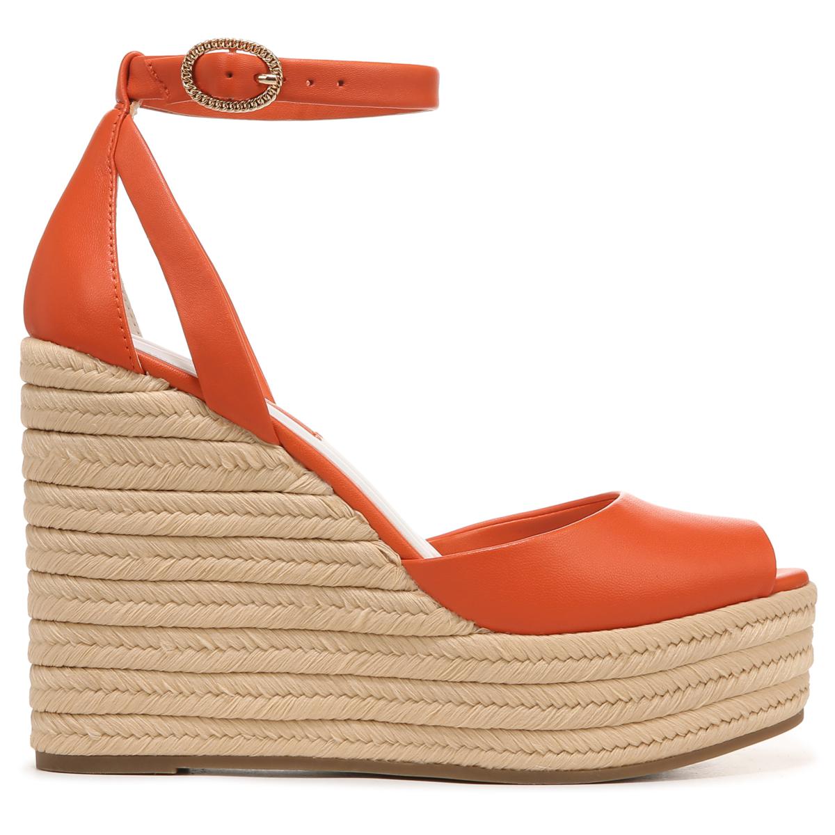 Paige Orange Leather Franco Sarto Wedge Sandals