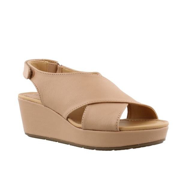 Arena4 Nude Leather Me Too Wedge Sandals