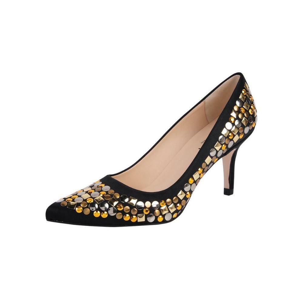 Paris Black Studs Satin Jon Josef Pumps