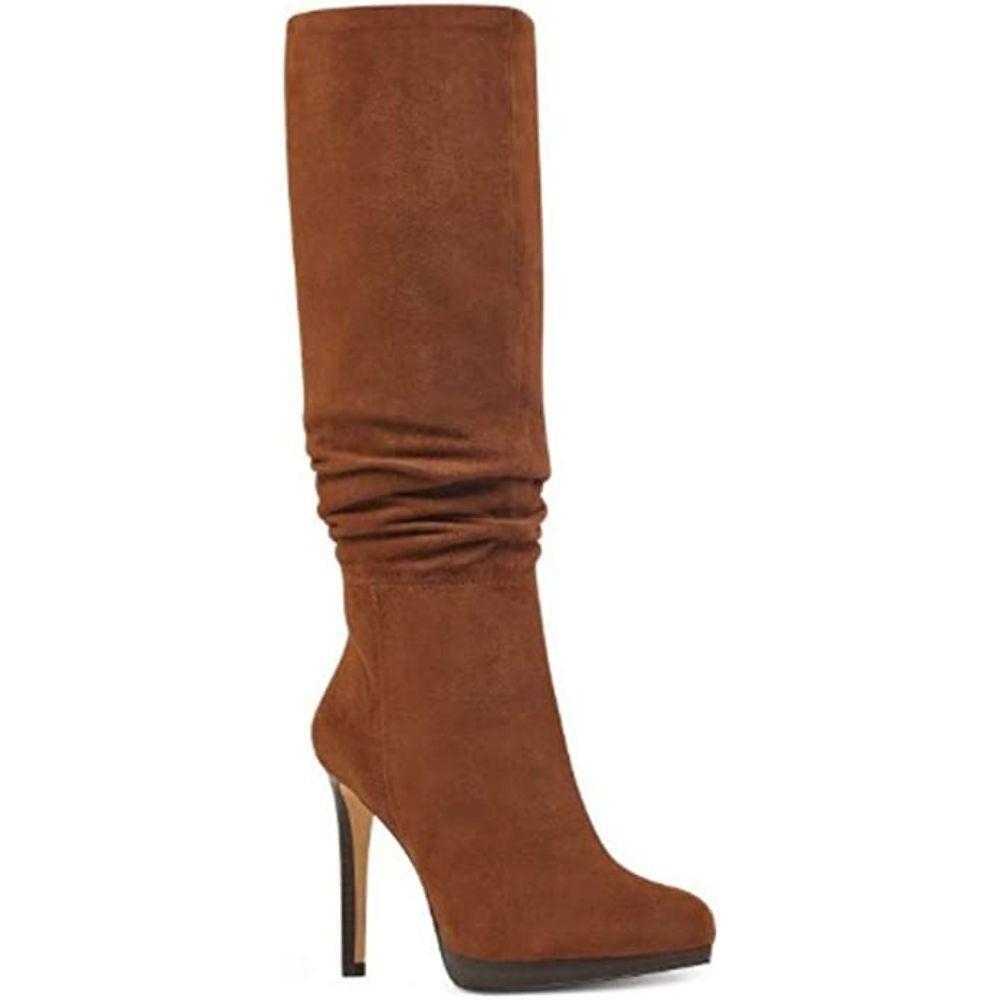 Quadilyn Dark Brown Suede Nine West Platform Boots – shoesbylara